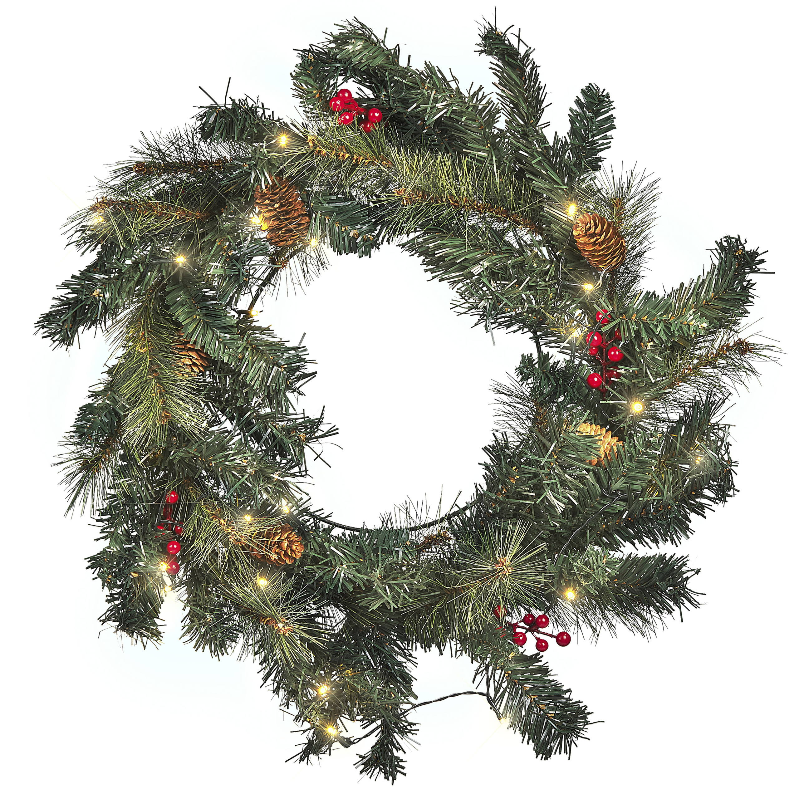 Julekrans LED TENALA 60 cm Grøn