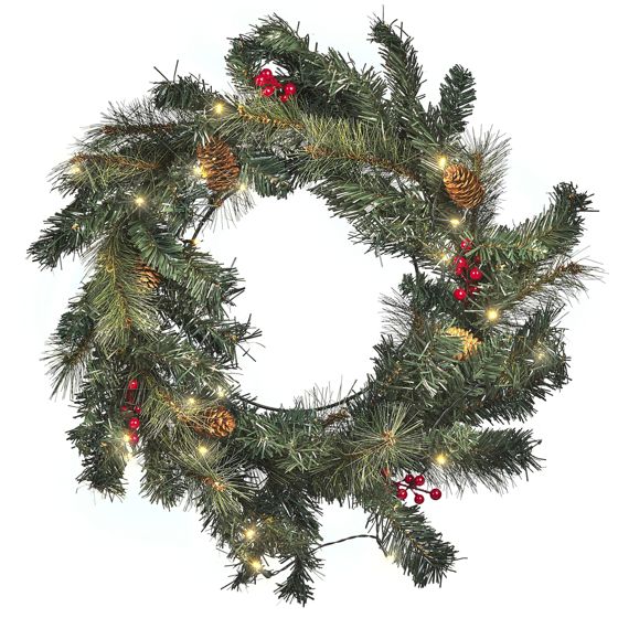 Julekrans LED TENALA 60 cm Grøn