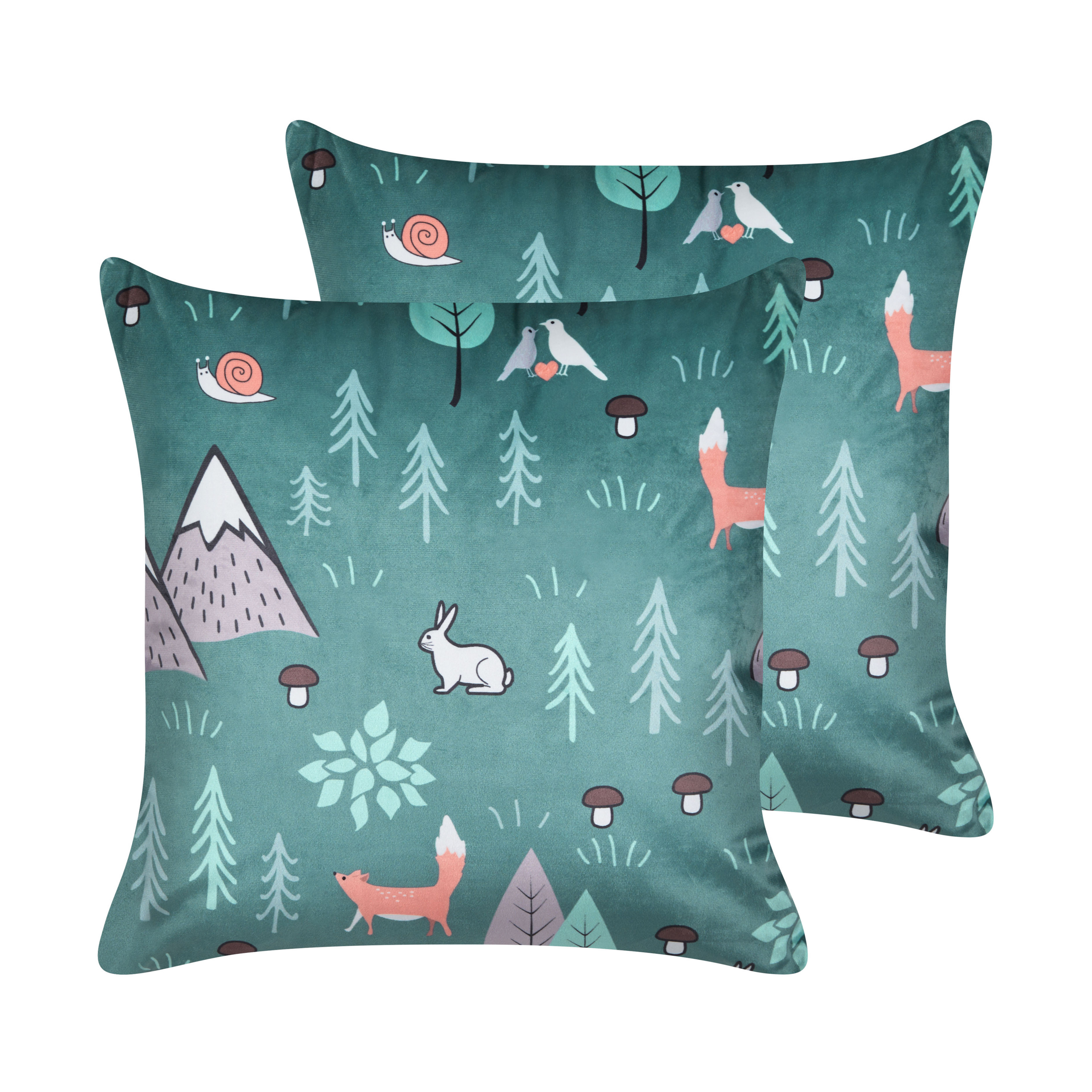 Sæt af 2 pyntepuder FOOTHILL 45 x 45 cm Velour Mintgrøn