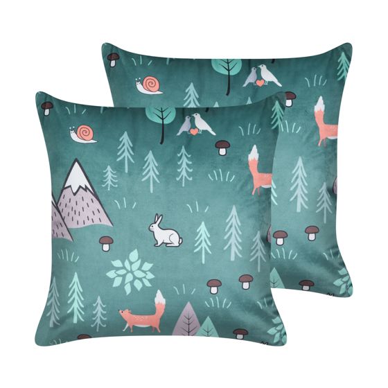 Sæt af 2 pyntepuder FOOTHILL 45 x 45 cm Velour Mintgrøn