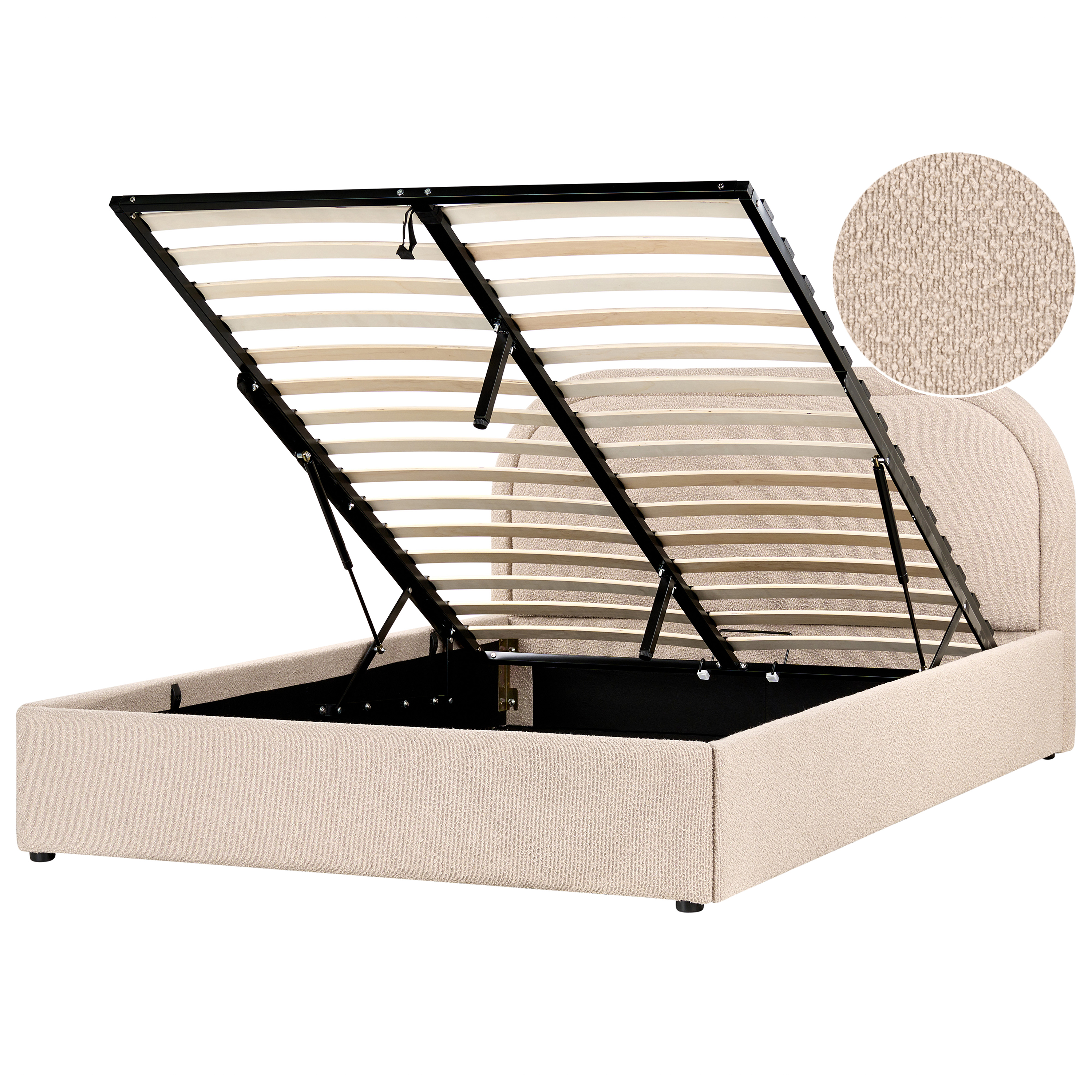 Seng med opbevaring QUILLIEN Boucle Beige 140 x 200 cm