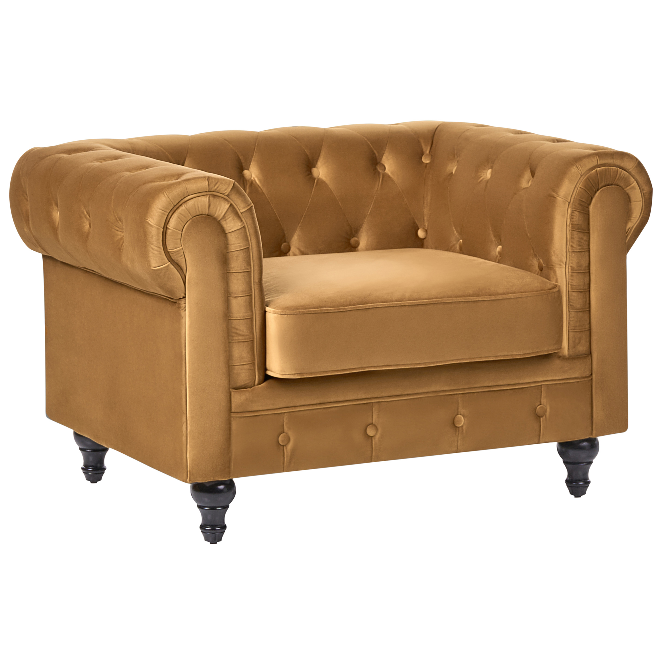 Lænestol CHESTERFIELD Velour Guld