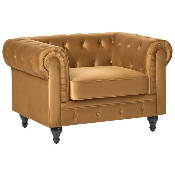 Lænestol CHESTERFIELD Velour Guld