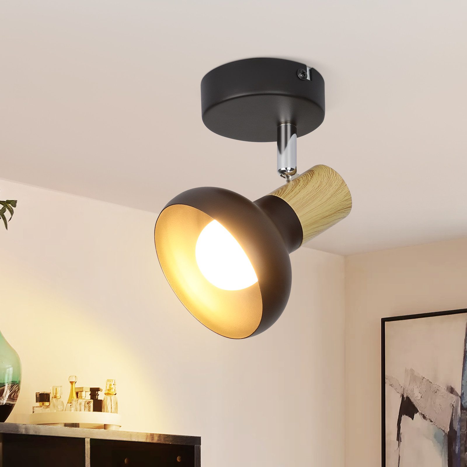 NETTLIFE Vintage - loftspotlight E14 Industrial - jernskærm Roterende spotlight til soveværelse, entré, stue
