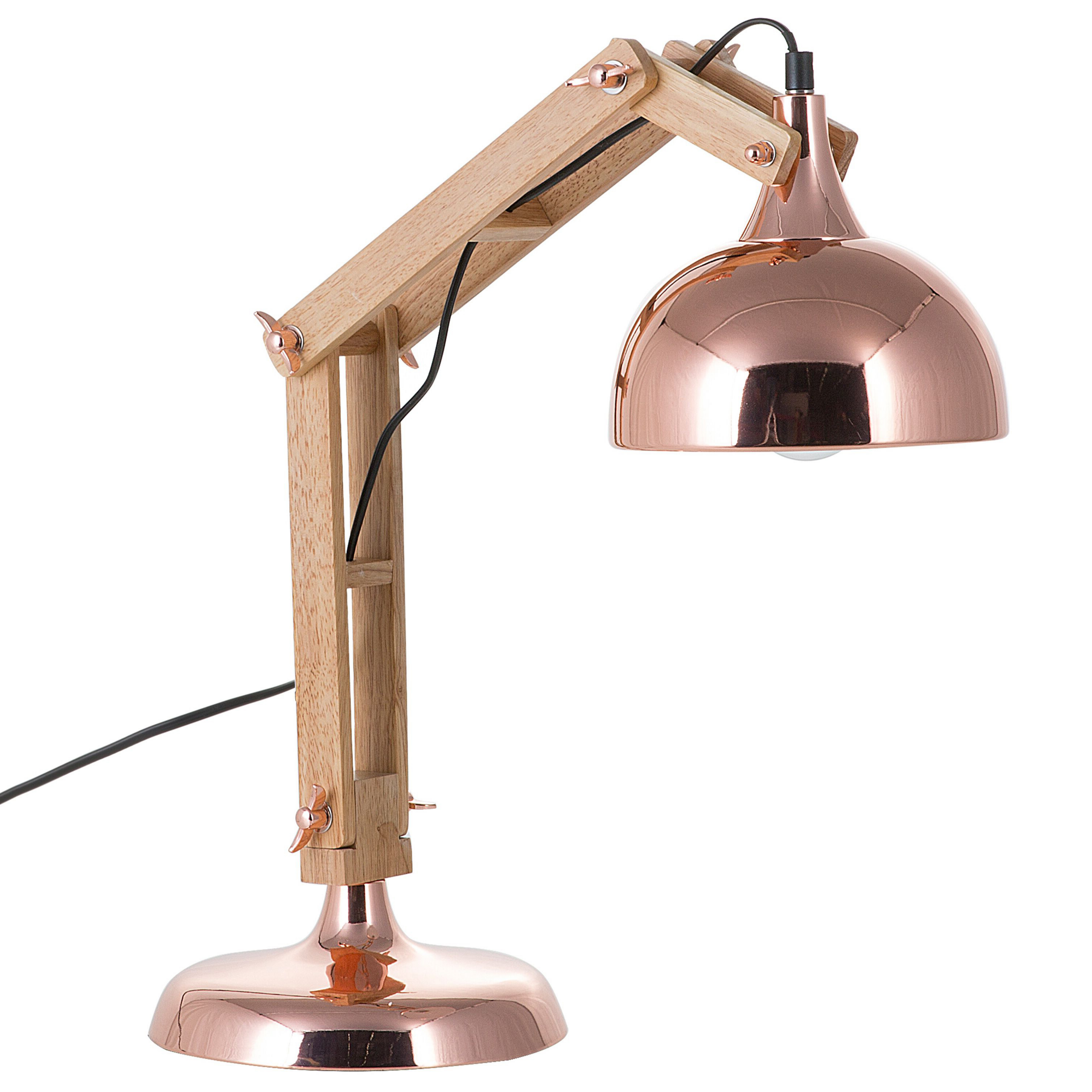 Skrivebordslampe SALADO Justerbar Træ Kobber