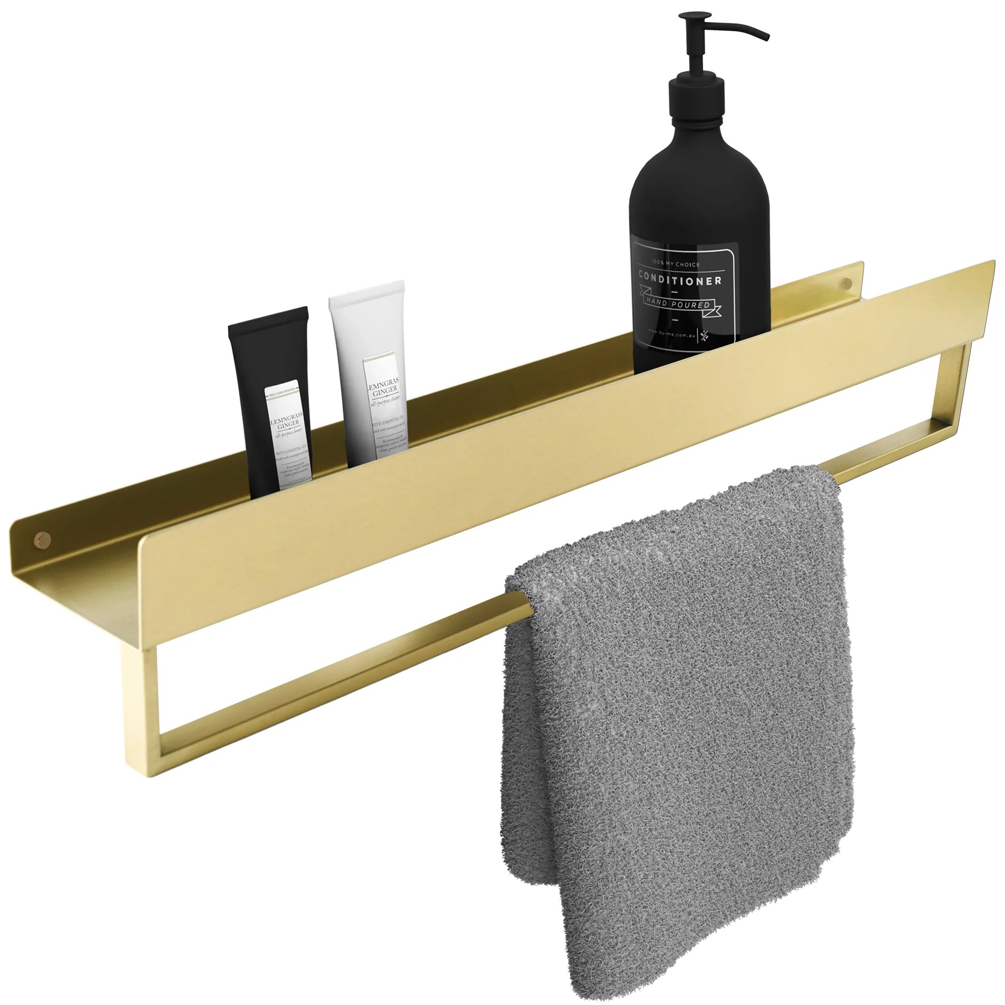 REA badeværelseshylde til badekar SF01-600-BG 60cm Børstet guld, 60x9x11cm