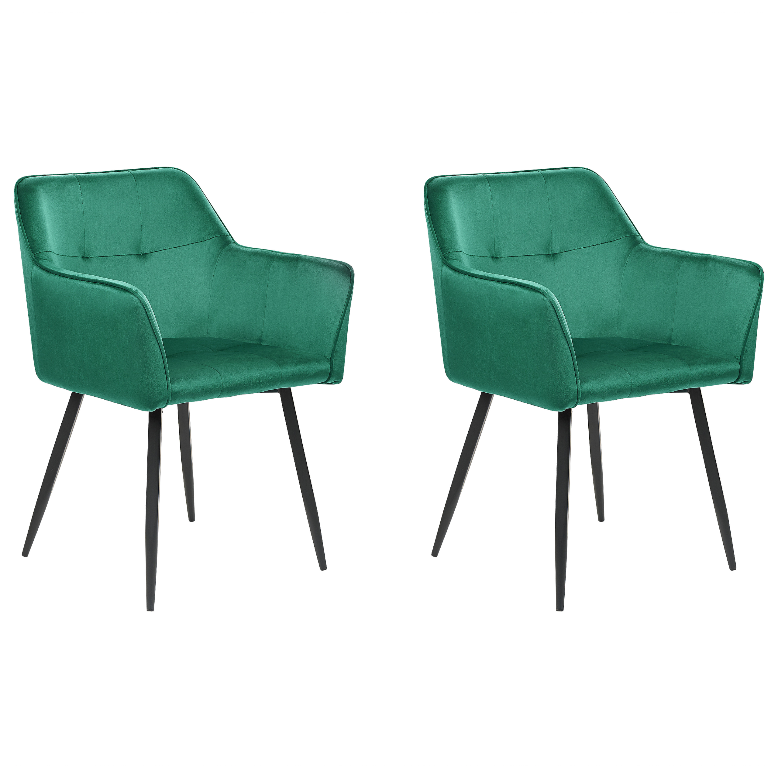 Sæt med 2 spisebordsstole JASMIN Velour Smaragdgrøn