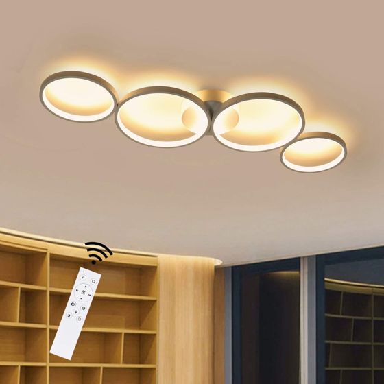 NETTLIFE dæmpbar LED loftlampe, 55W moderne hvid rund, ringformet med fjernbetjening, 88 cm til soveværelse, stue