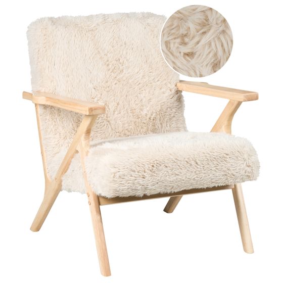 Lænestol KISA Kunstig pels Lys Beige