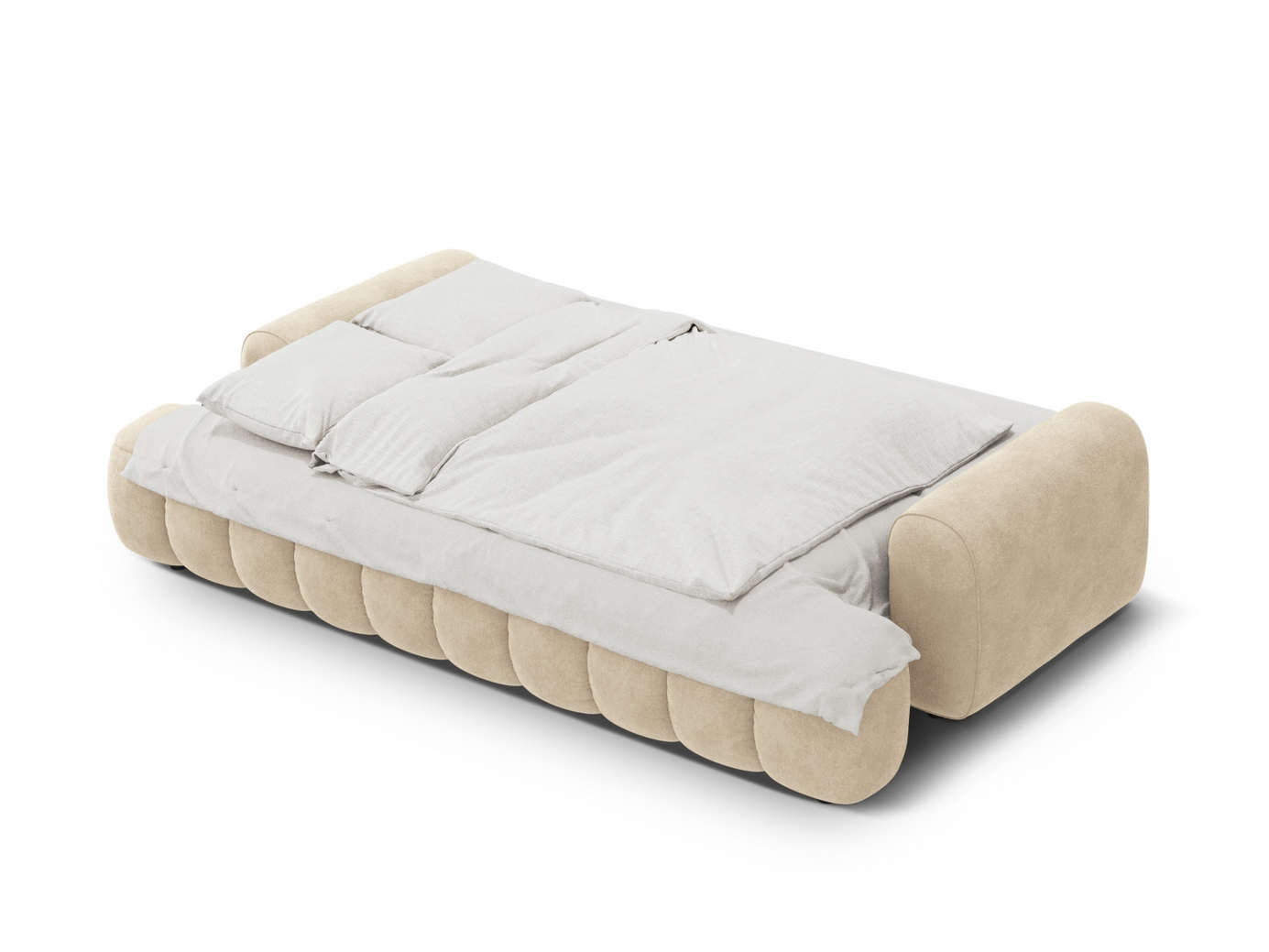 Cosmopolitan Design veloursovesofa med opbevaring, "Linz", 4-personers, 250 × 100 × 84 cm, Vogue, sorte plastben