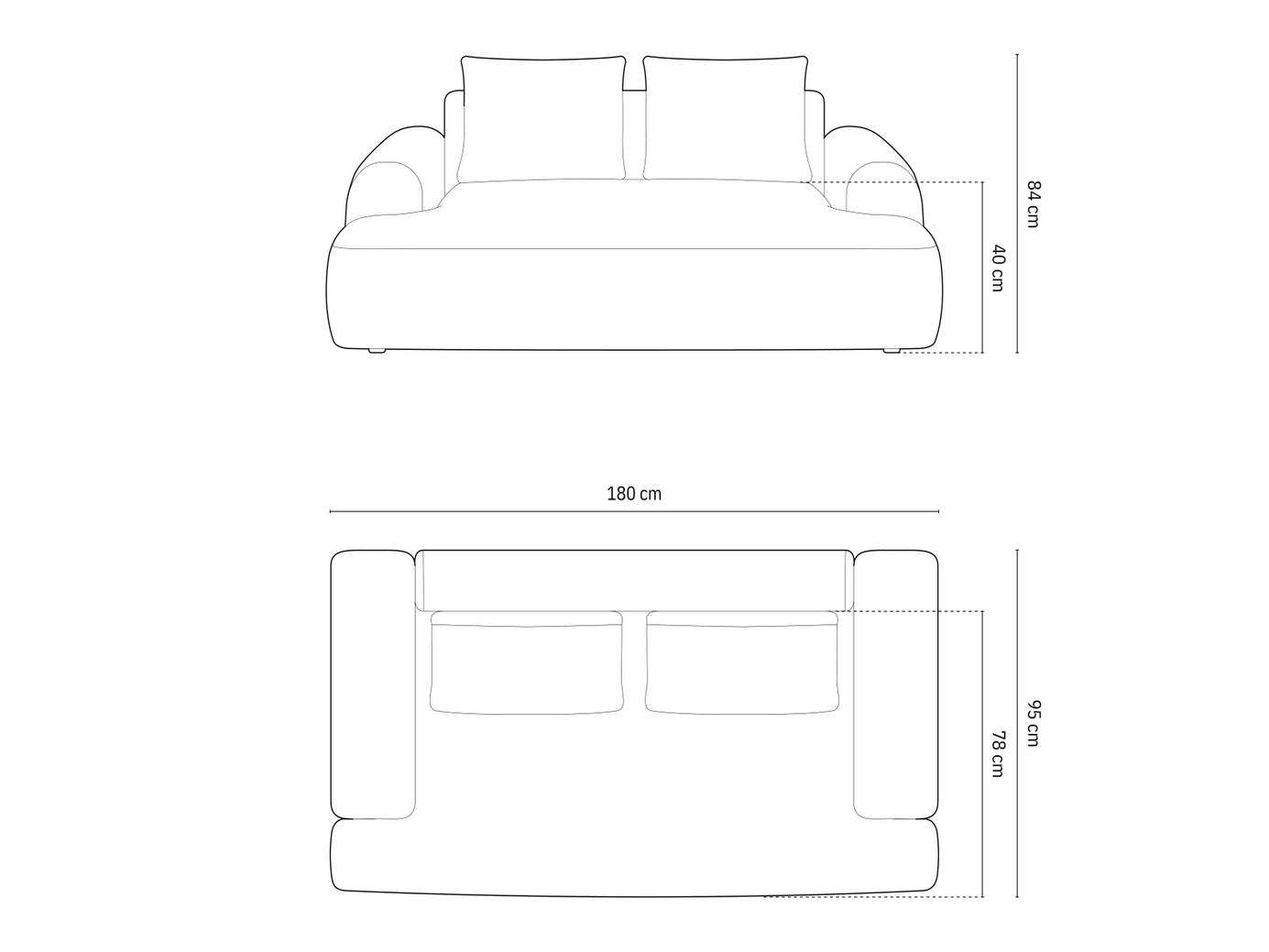 Cosmopolitan Design veloursofa, "Calma", 2-personers, 175 × 100 × 84 cm, Vogue, sorte plastben