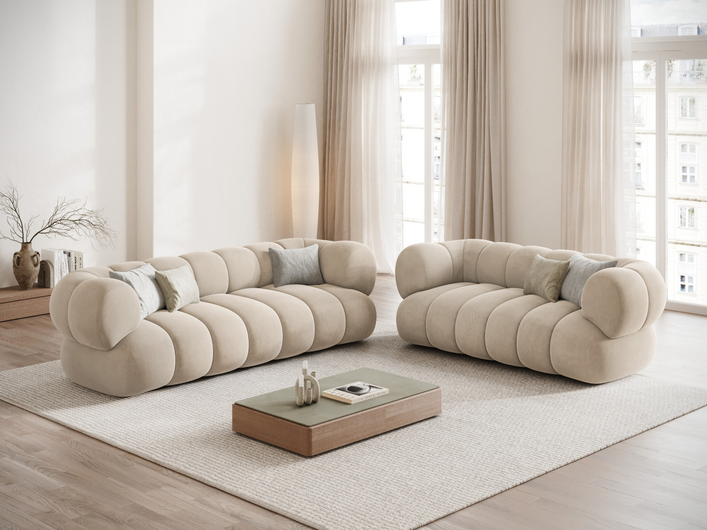 Cosmopolitan Design veloursofa, "Koge", 2-personers, 180 × 95 × 70 cm, Vogue, sorte plastben