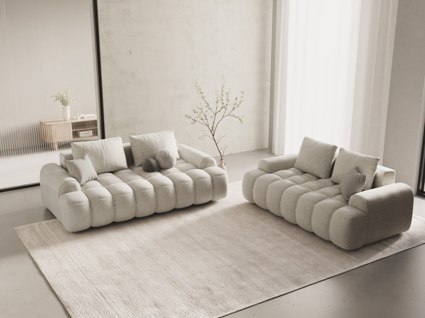 Cosmopolitan Design sofa, "Linz", 2-personers, 175 × 100 × 84 cm, Sorella, sorte plastben