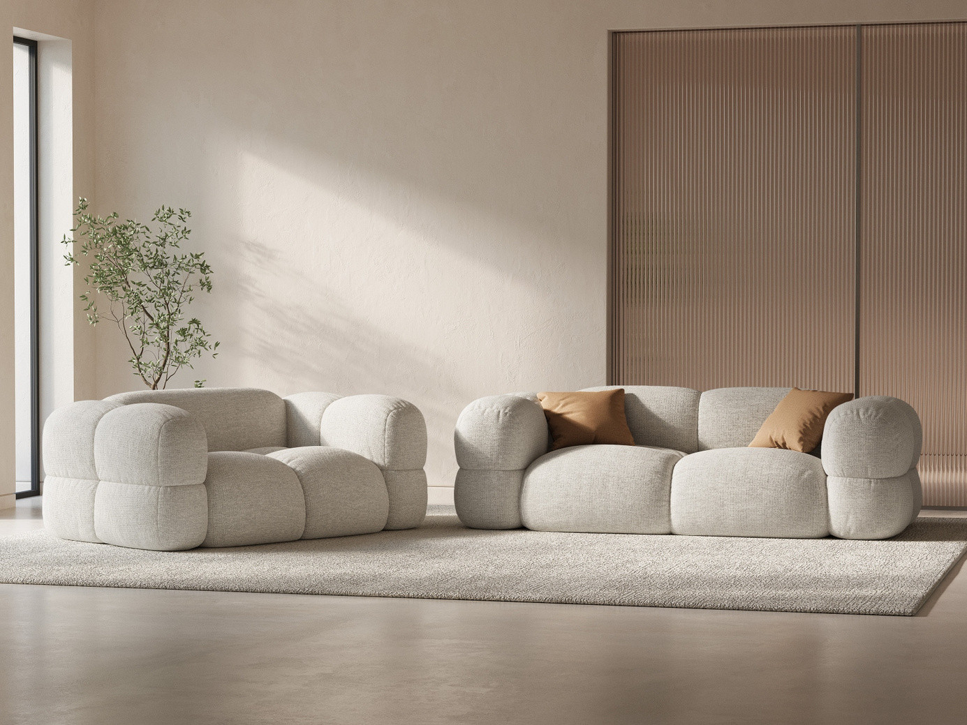 Cosmopolitan Design sofa, "Loretto", 2-personers, 180 × 100 × 68 cm, Sorella, sorte plastben