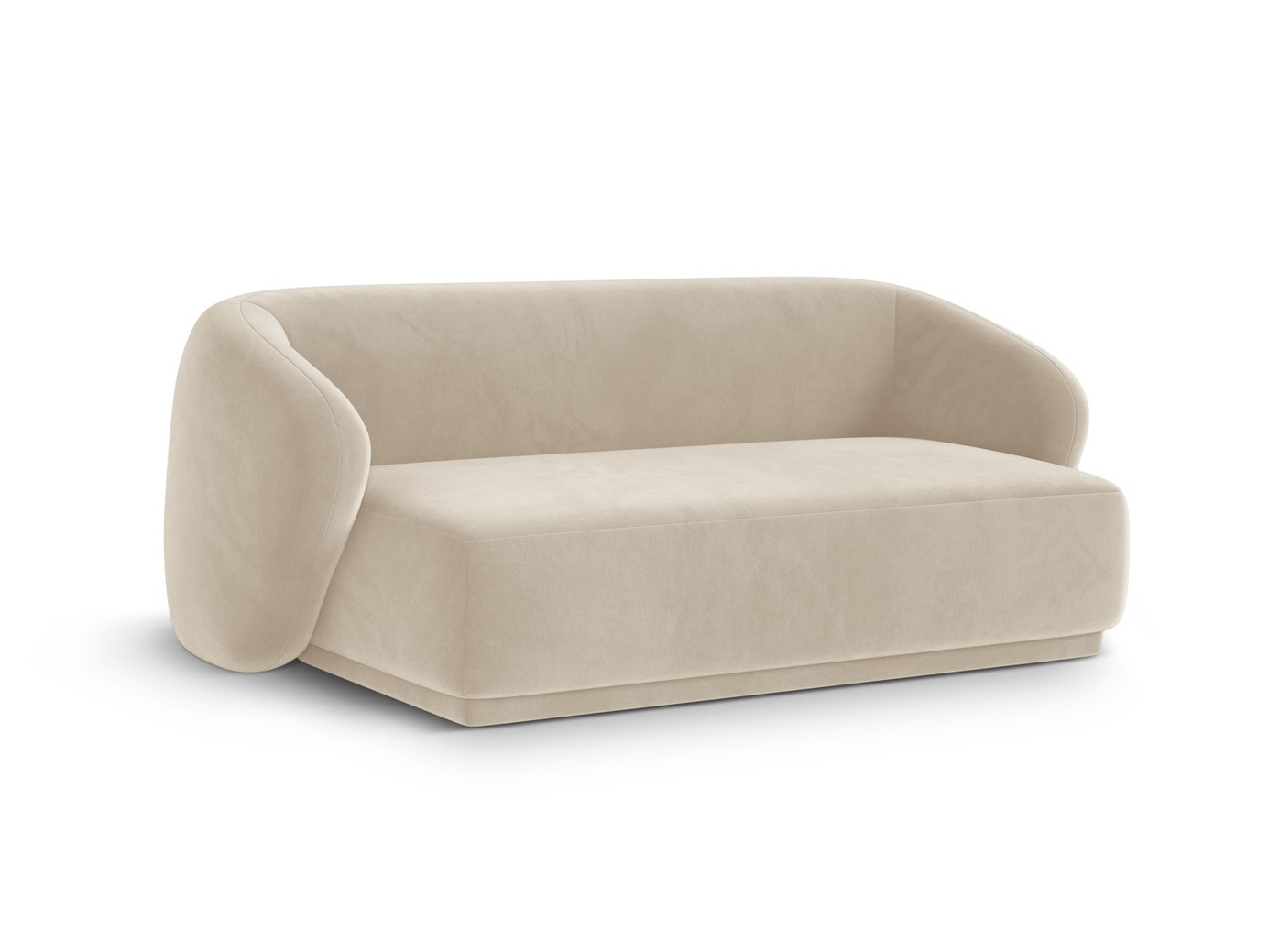 Cosmopolitan Design veloursofa, "Gomera", 2-personers, 180 × 93 × 74 cm, Salvador, sorte plastben