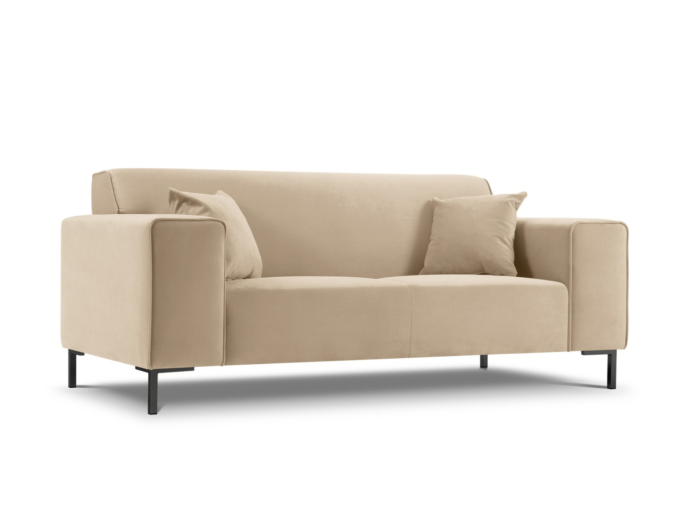 Cosmopolitan Design veloursofa, "Siena", 2-personers, 174 × 92 × 69 cm, Salvador, sorte plastben