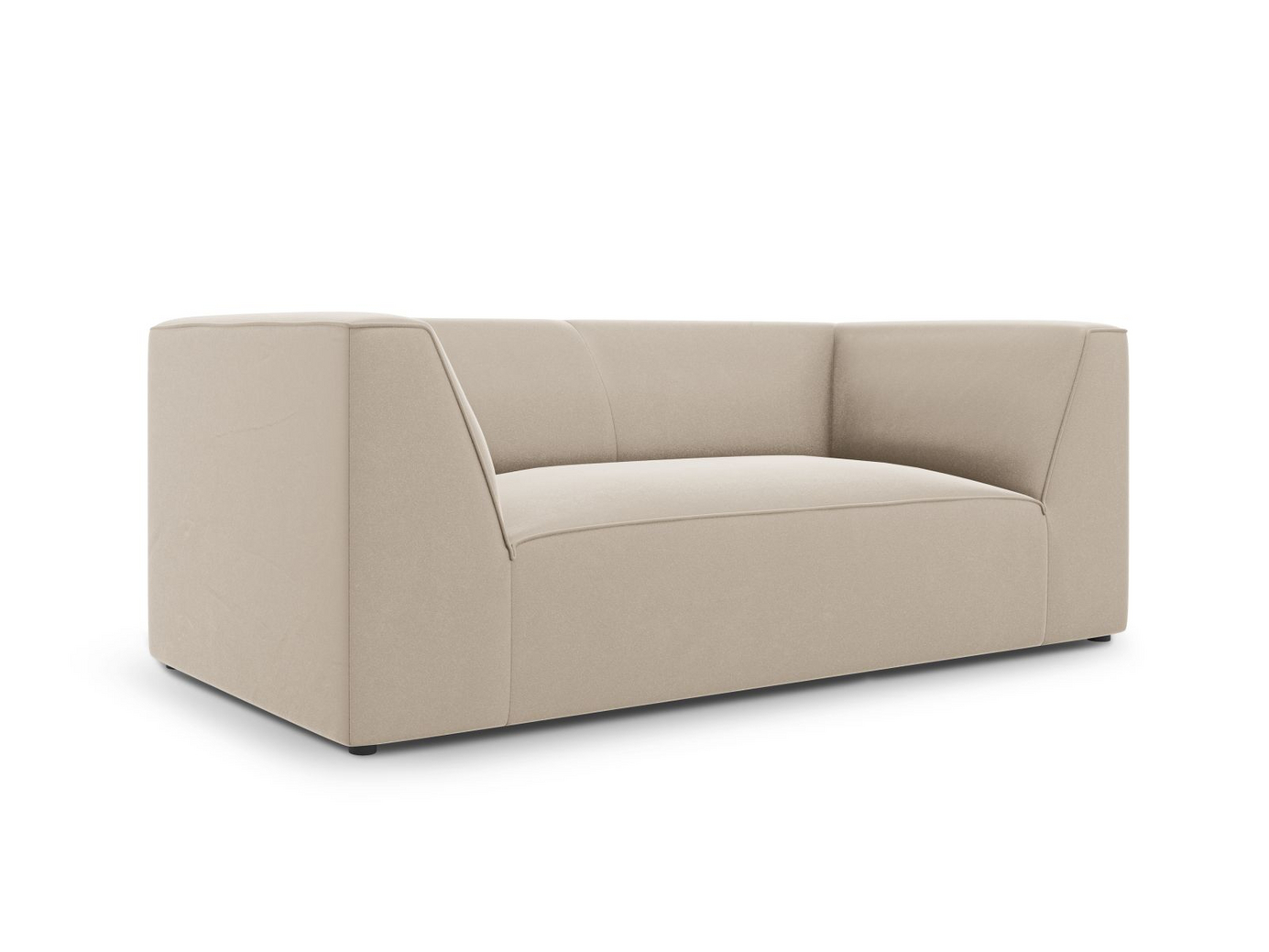 Cosmopolitan Design veloursofa, "Siena", 2-personers, 174 × 92 × 69 cm, Salvador, sorte plastben