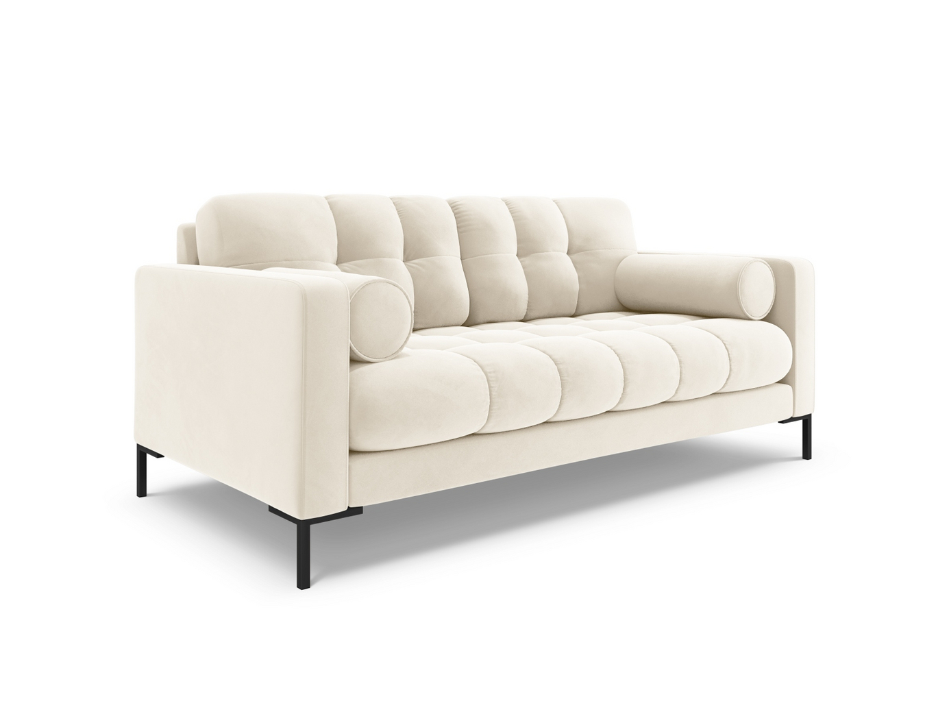 Cosmopolitan Design veloursofa, "Bali", 2-personers, 152 × 96 × 75 cm, Bluvel, sorte metalben