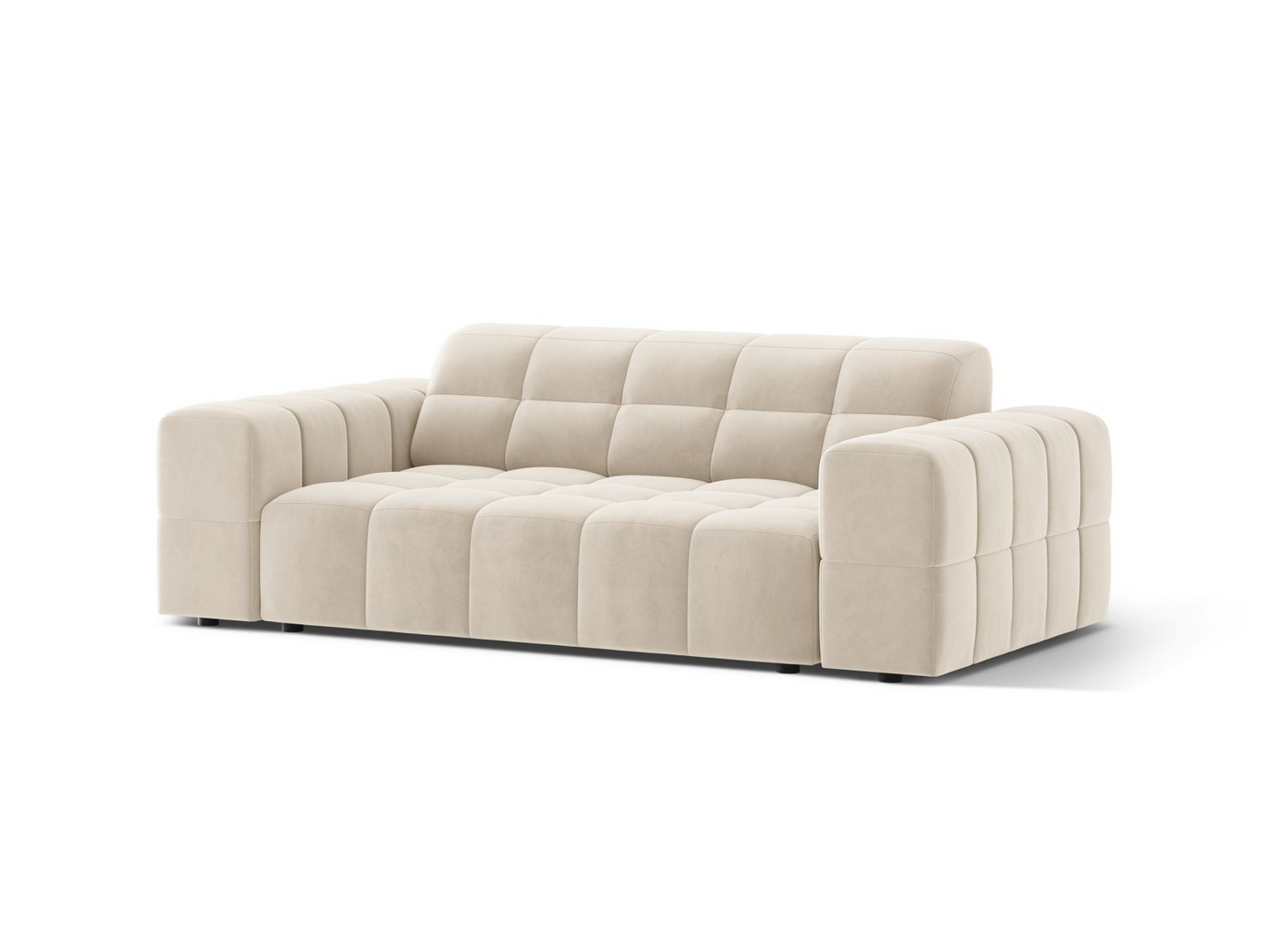 Cosmopolitan Design veloursofa, "Chicago", 2-personers, 178 × 102 × 78 cm, Bluvel, sorte plastben