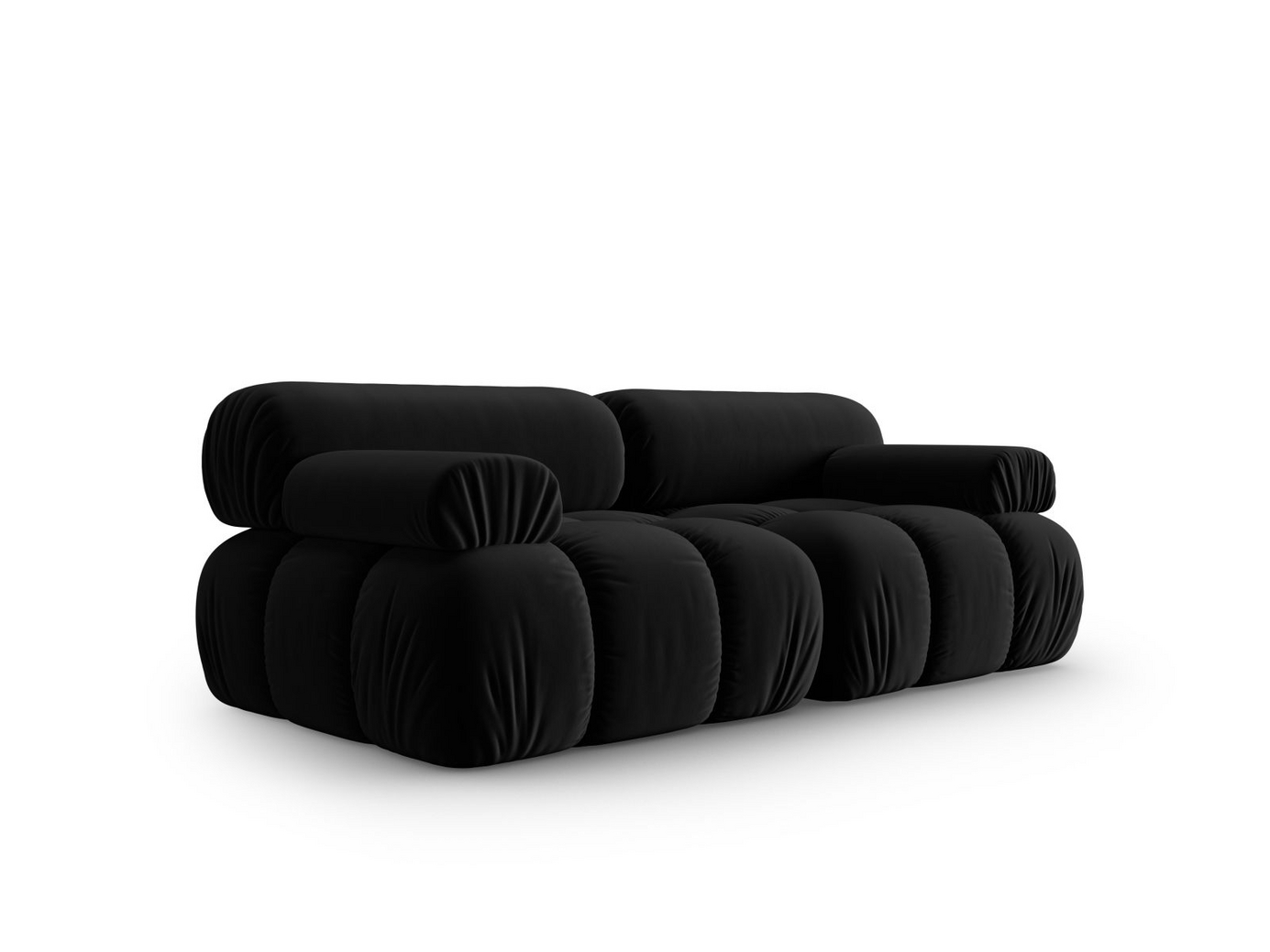 Cosmopolitan Design velourmodulsofa, "Cortina", 2-personers, 188 × 94 × 70 cm, Bluvel, sorte plastben