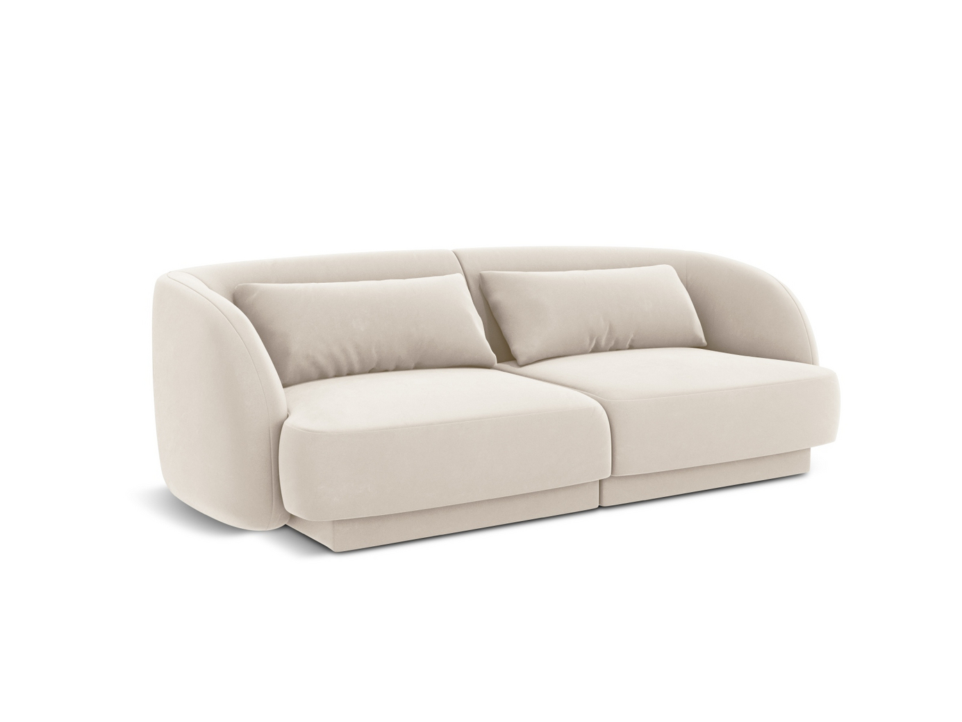 Cosmopolitan Design veloursofa, "Tulum", 2-personers, 180 × 90 × 70 cm, Bluvel, sorte plastben