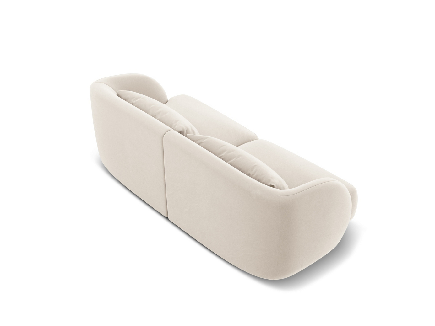 Cosmopolitan Design veloursofa, "Tulum", 2-personers, 180 × 90 × 70 cm, Bluvel, sorte plastben