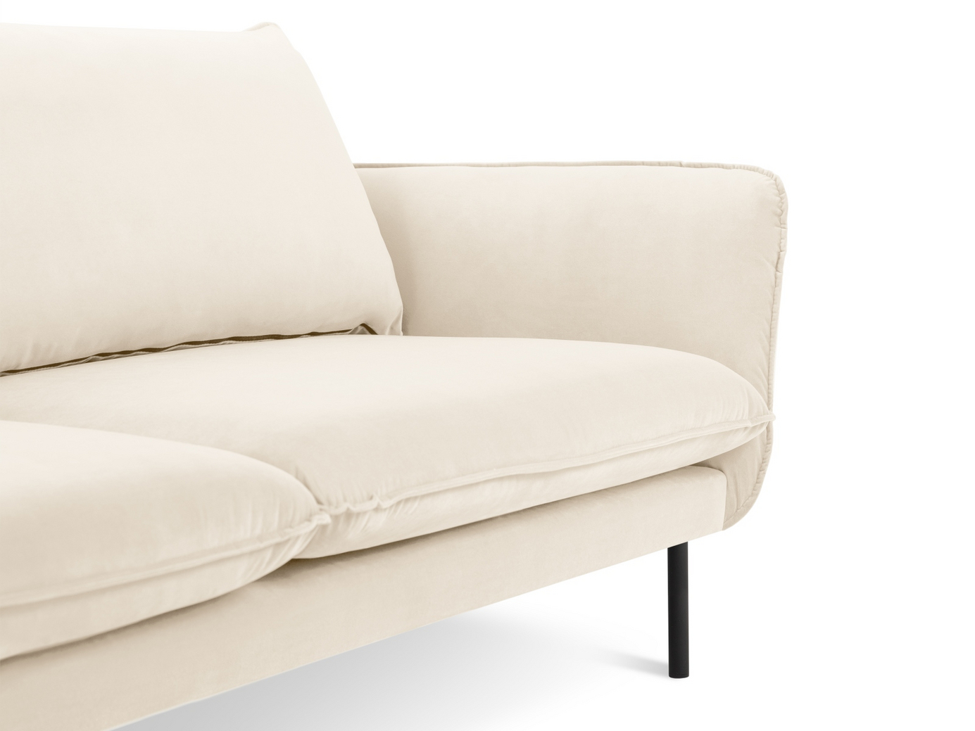 Cosmopolitan Design veloursofa, "Vienna", 2-personers, 160 × 92 × 95 cm, Bluvel, sorte metalben