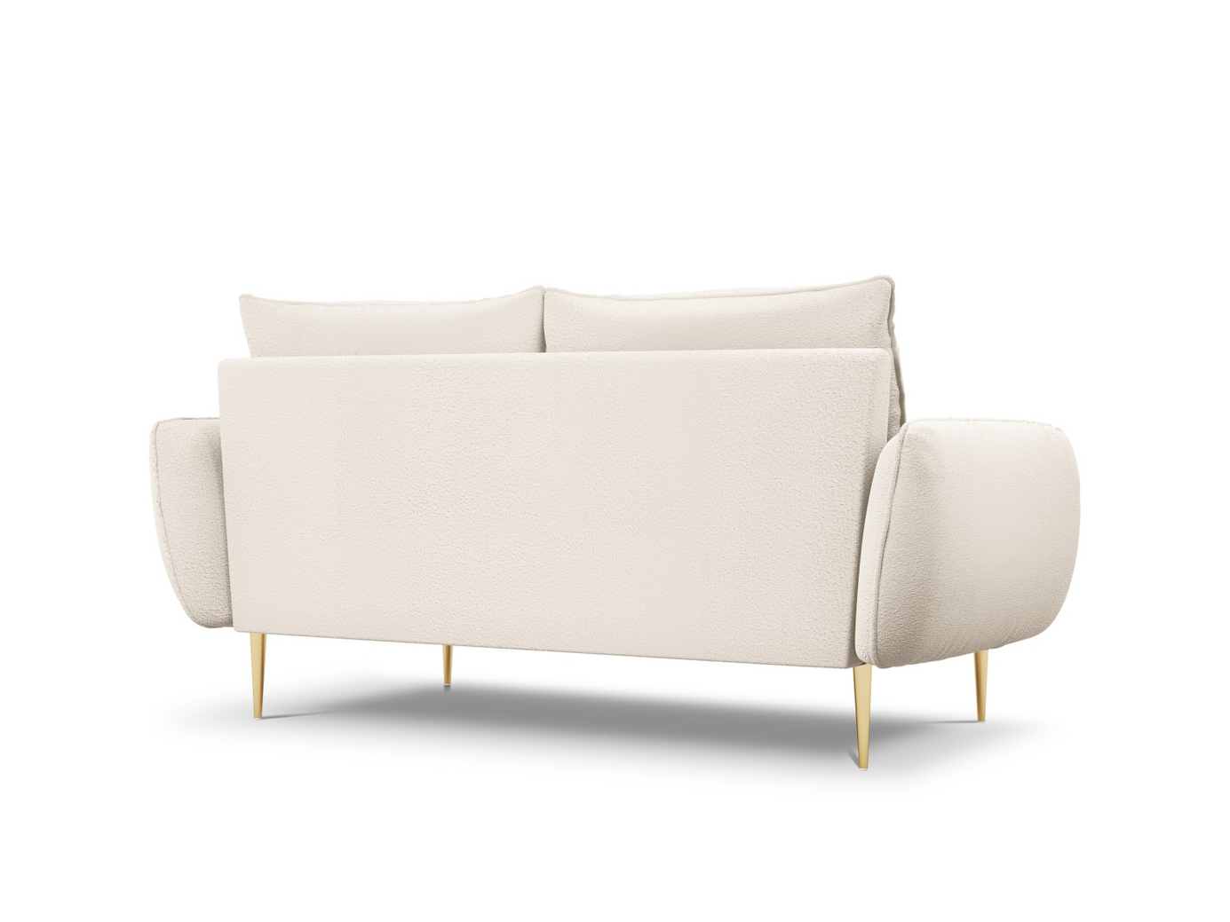 Cosmopolitan Design bouclé-sofa, "Vienna", 2-personers, 160 × 92 × 95 cm, Ascot, guldfarvede metalben