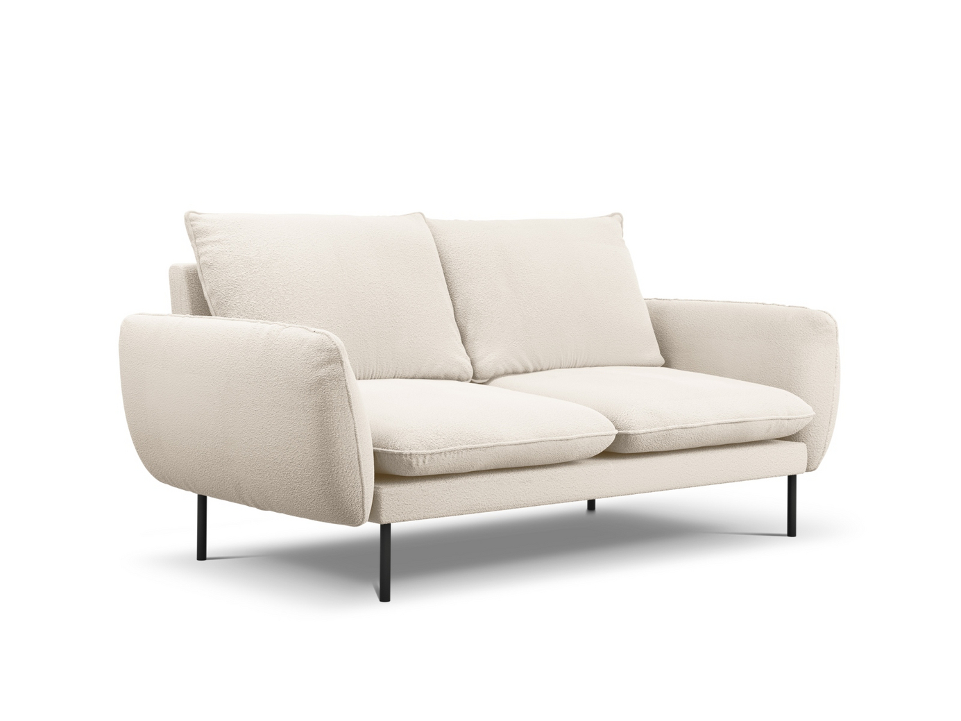 Cosmopolitan Design bouclé-sofa, "Vienna", 2-personers, 160 × 92 × 95 cm, Ascot, sorte metalben