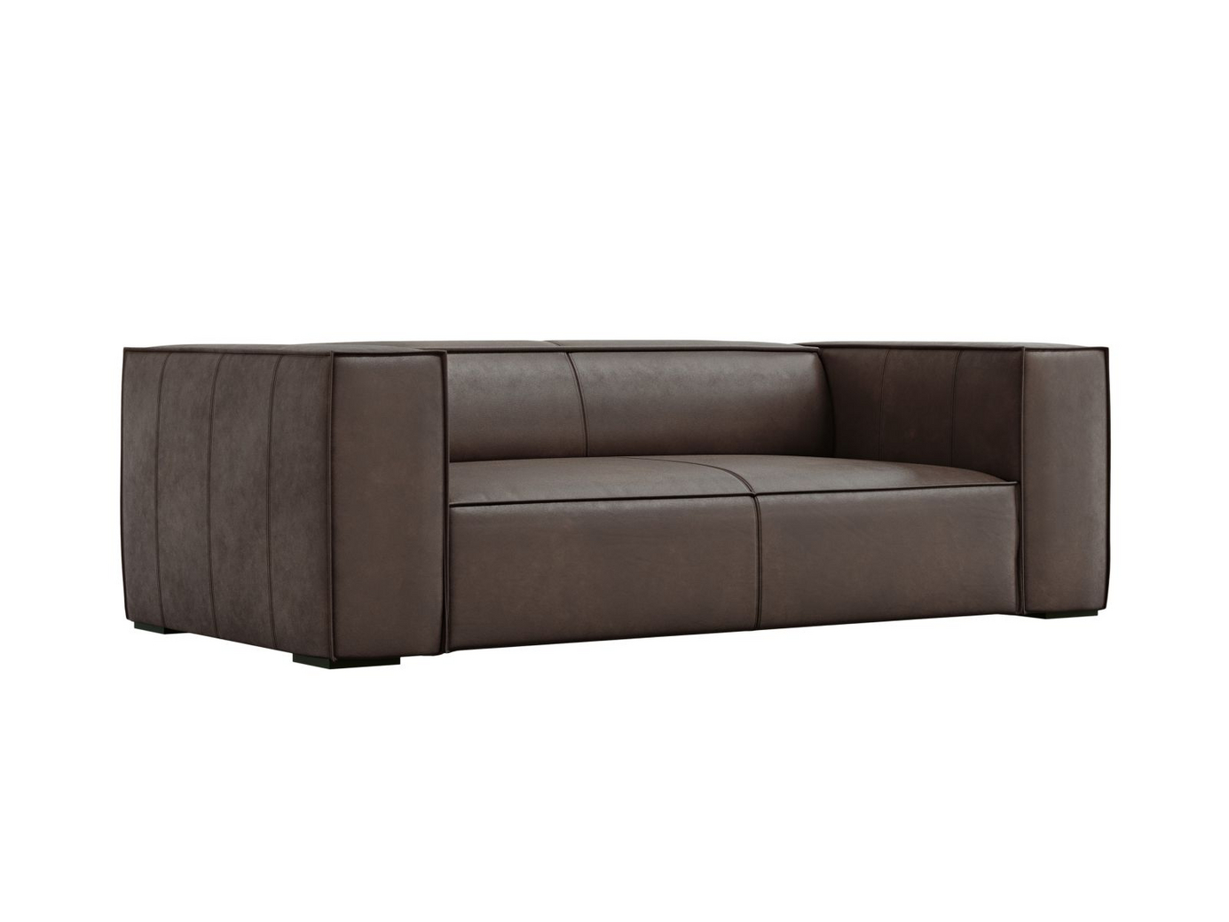 Cosmopolitan Design ægte læder sofa, "Turin", 2-personers, 212 × 100 × 68 cm, Granada, ben i sort bøg