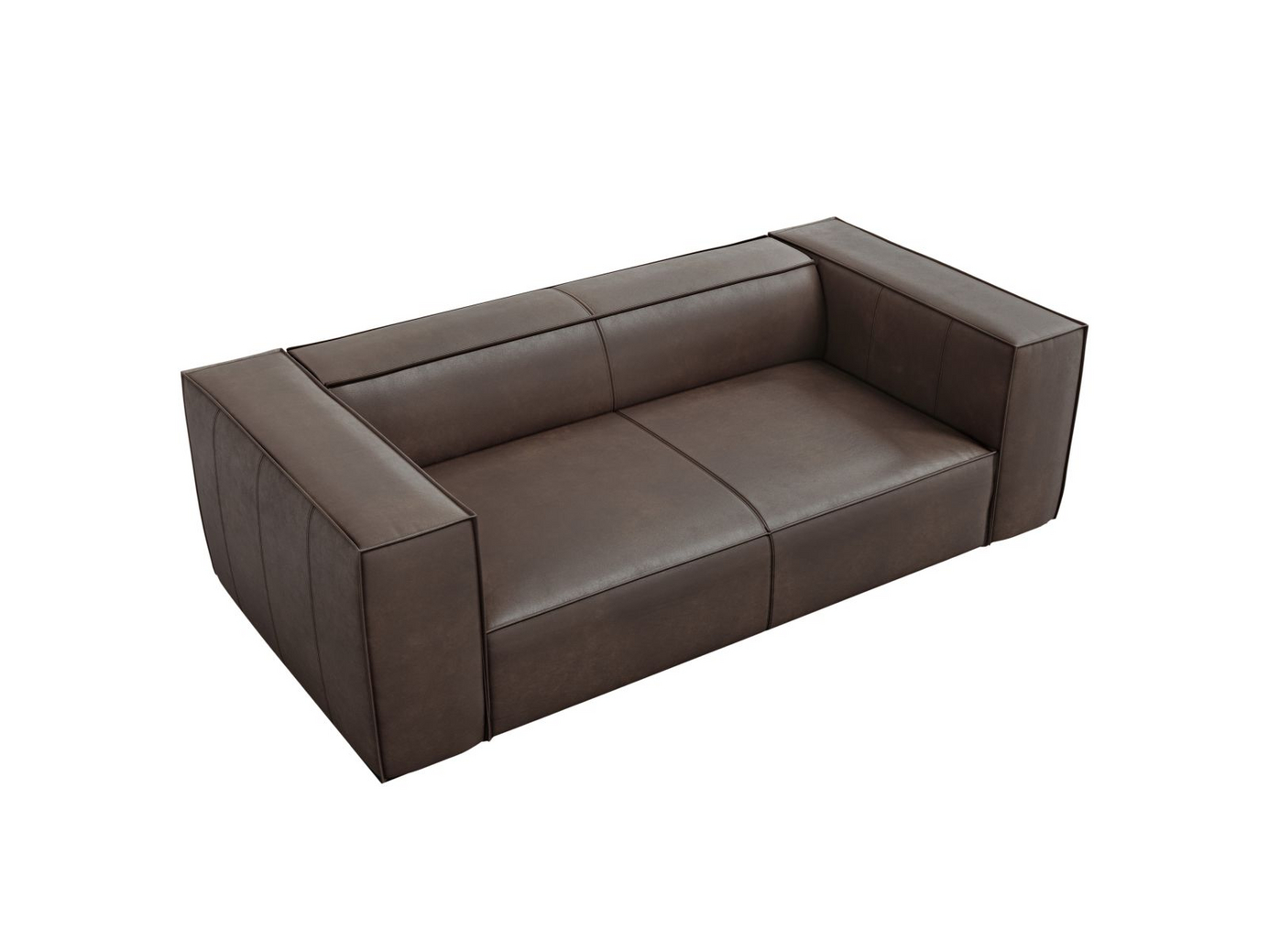 Cosmopolitan Design ægte læder sofa, "Turin", 2-personers, 212 × 100 × 68 cm, Granada, ben i sort bøg
