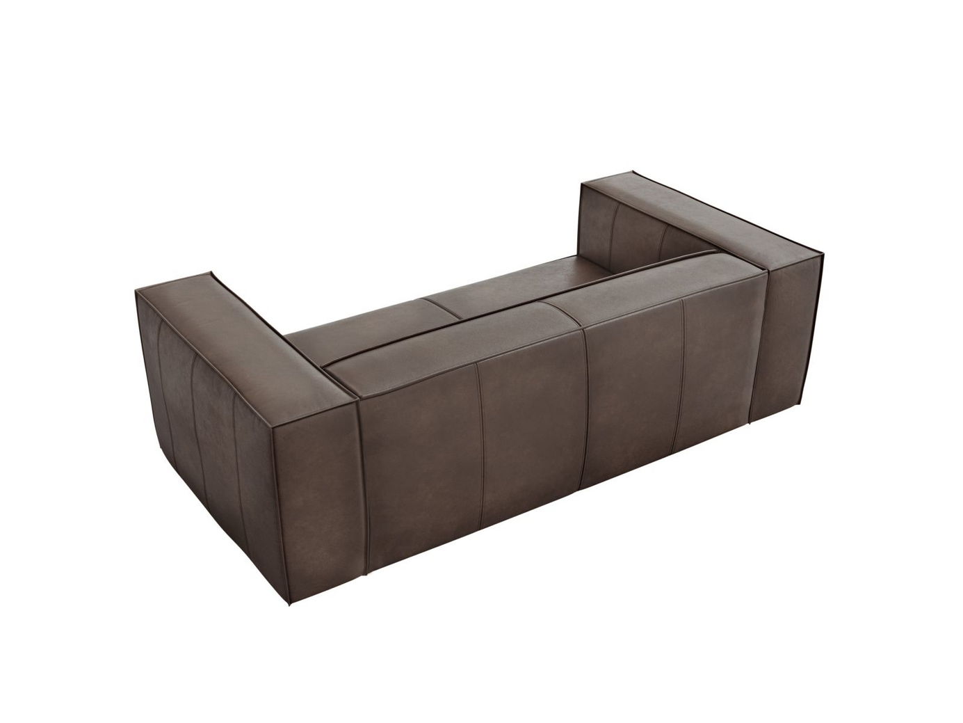 Cosmopolitan Design ægte læder sofa, "Turin", 2-personers, 212 × 100 × 68 cm, Granada, ben i sort bøg