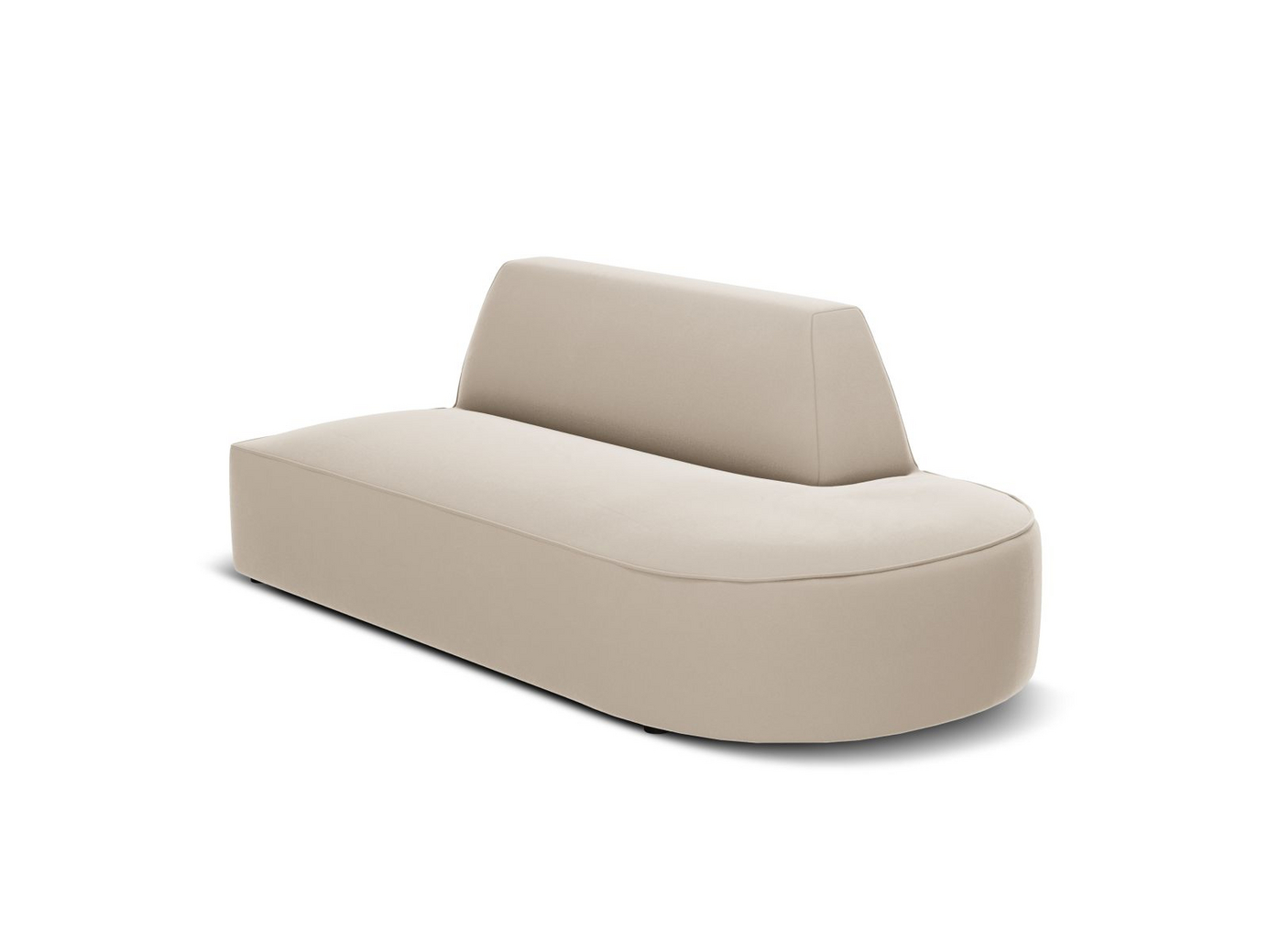 Cosmopolitan Design højrevendt velourmodulsofa, "Siena", 2-personers, 181 × 93 × 69 cm, Salvador, sorte plastben