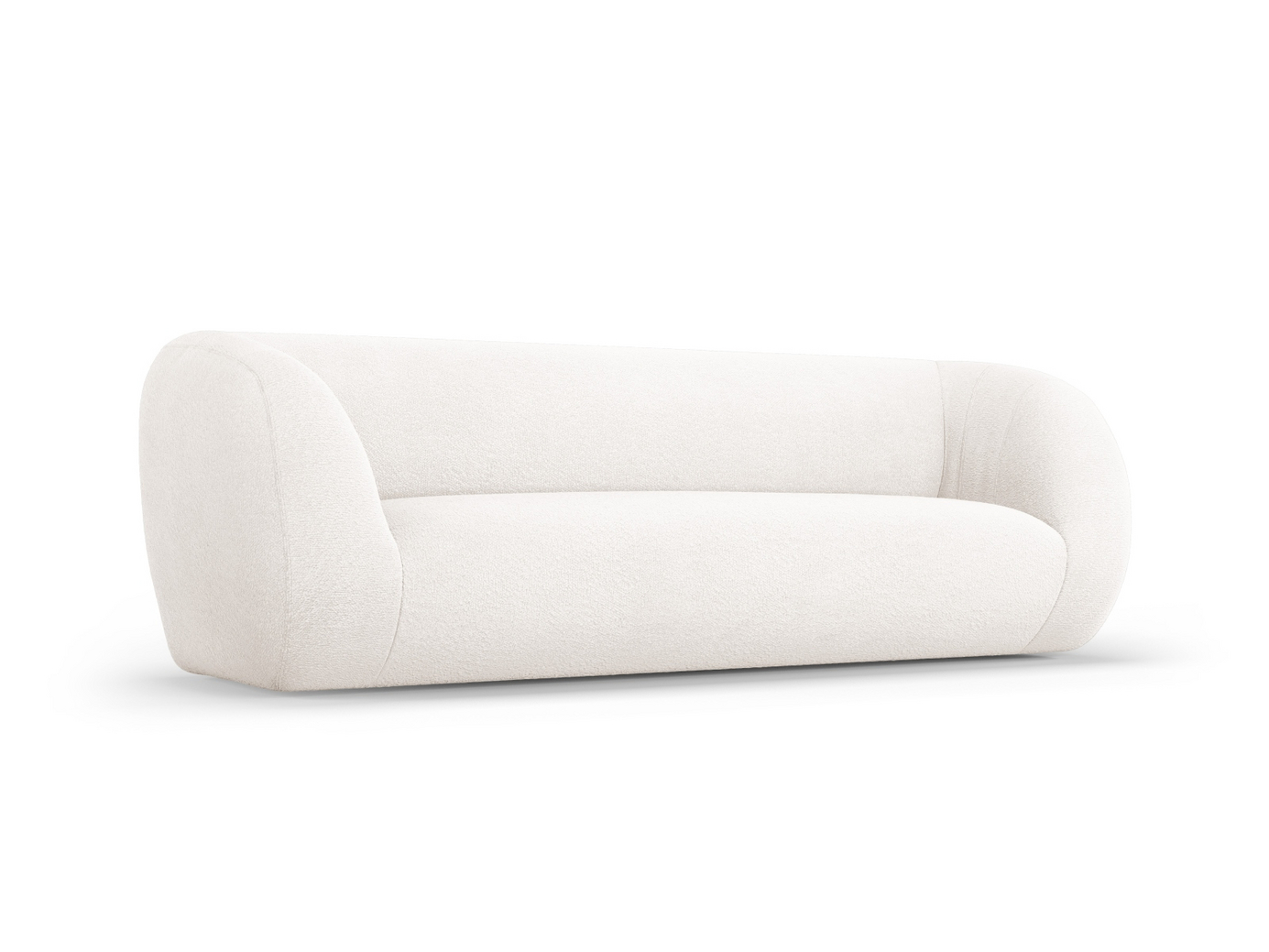 Cosmopolitan Design bouclé-sofa, "Essen", 3-personers, 230 × 95 × 86 cm, Baloo, sorte plastben