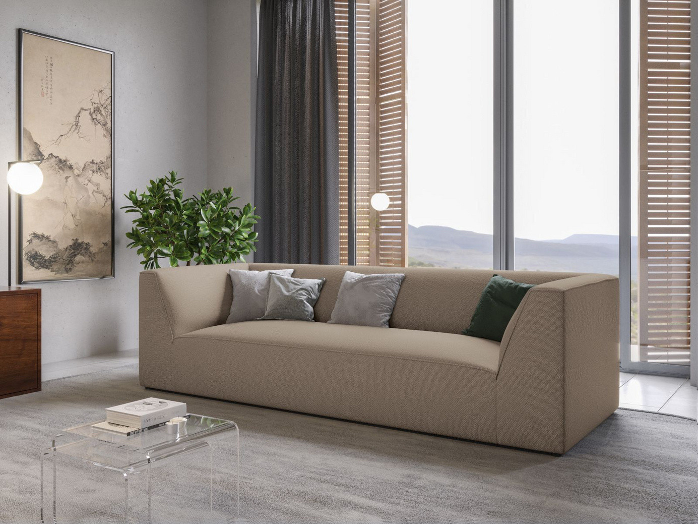 Cosmopolitan Design sofa, "Siena", 3-personers, 232 × 92 × 69 cm, Ottawa, sorte plastben