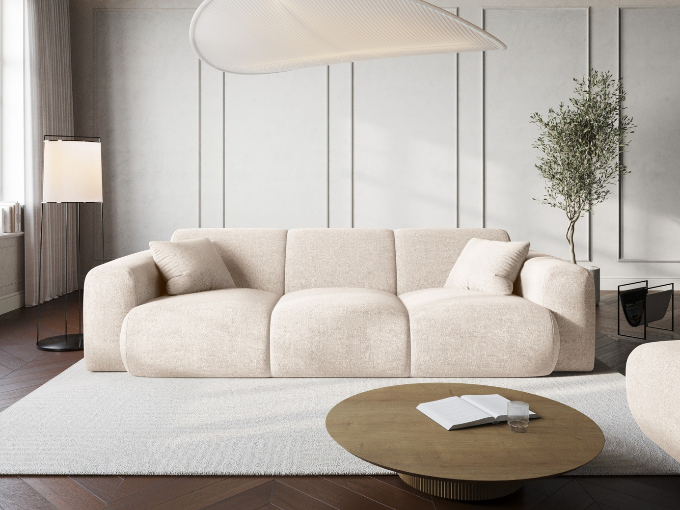 Cosmopolitan Design sofa, "Nolio", 3-personers, 235 × 95 × 72 cm, Haga, sorte plastben