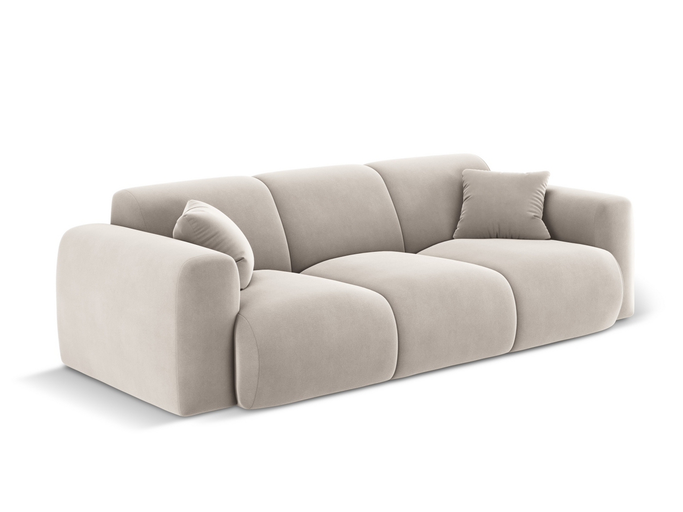 Cosmopolitan Design veloursofa, "Nolio", 3-personers, 235 × 95 × 72 cm, Casino, sorte plastben