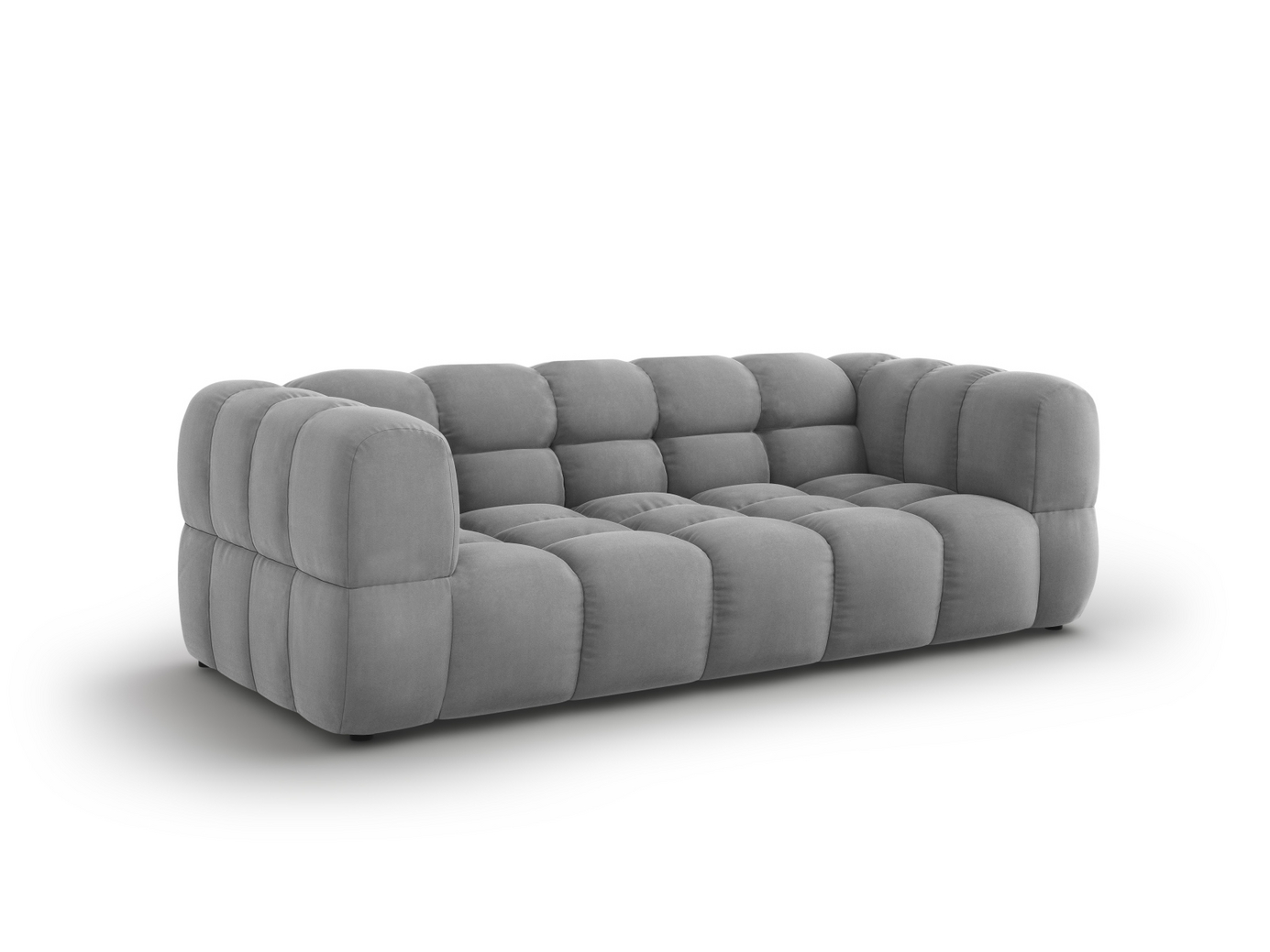 Cosmopolitan Design veloursofa, "Sky", 3-personers, 214 × 102 × 70 cm, Casino, sorte plastben