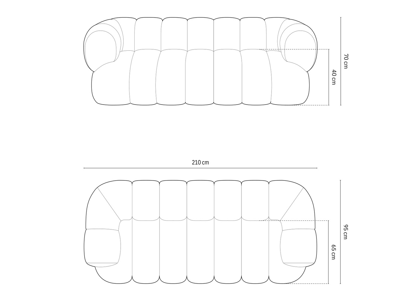 Cosmopolitan Design sofa, "Koge", 3-personers, 210 × 95 × 70 cm, Eden 10, sorte plastben