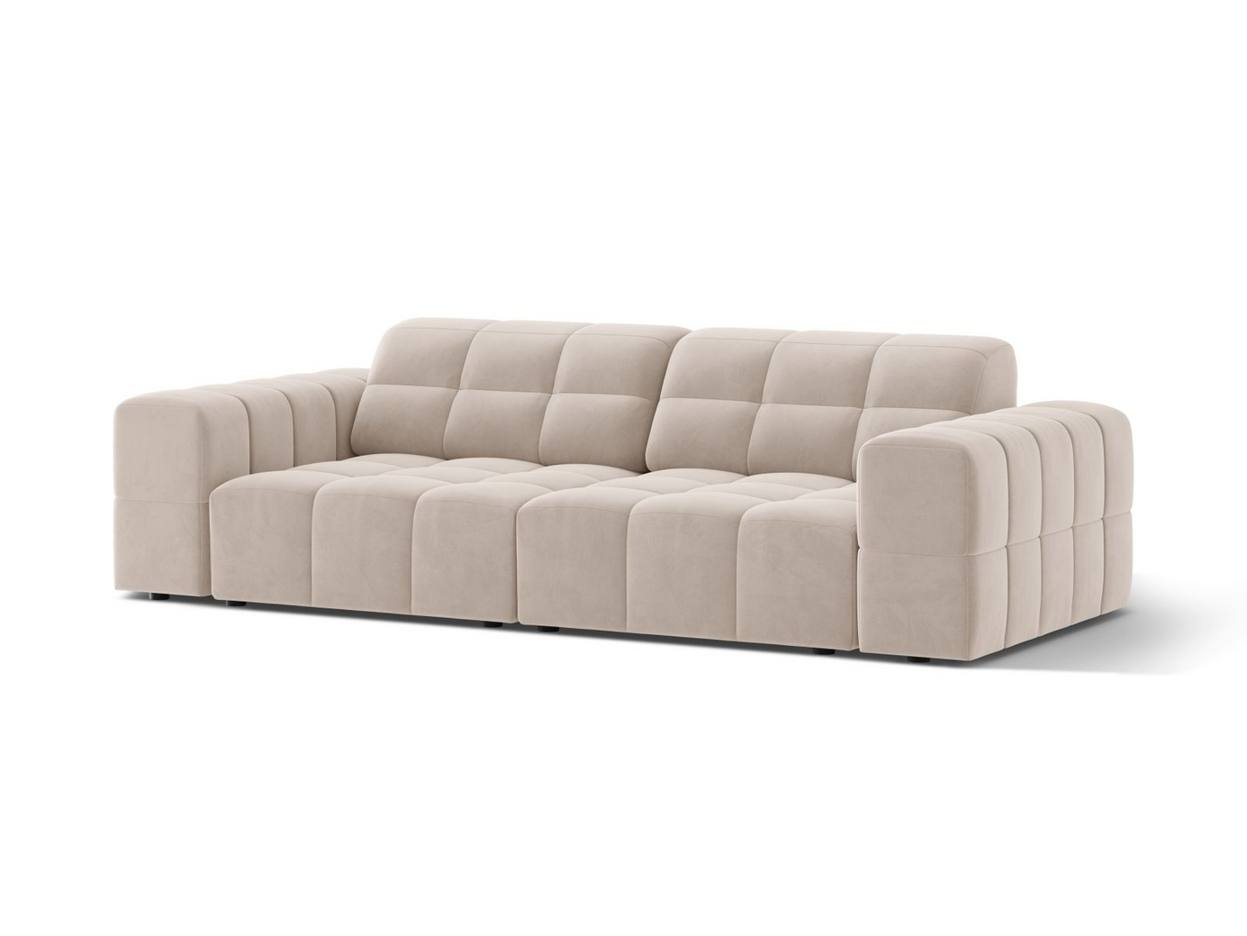 Cosmopolitan Design veloursofa, "Chicago", 3-personers, 212 × 102 × 78 cm, Venus, sorte plastben