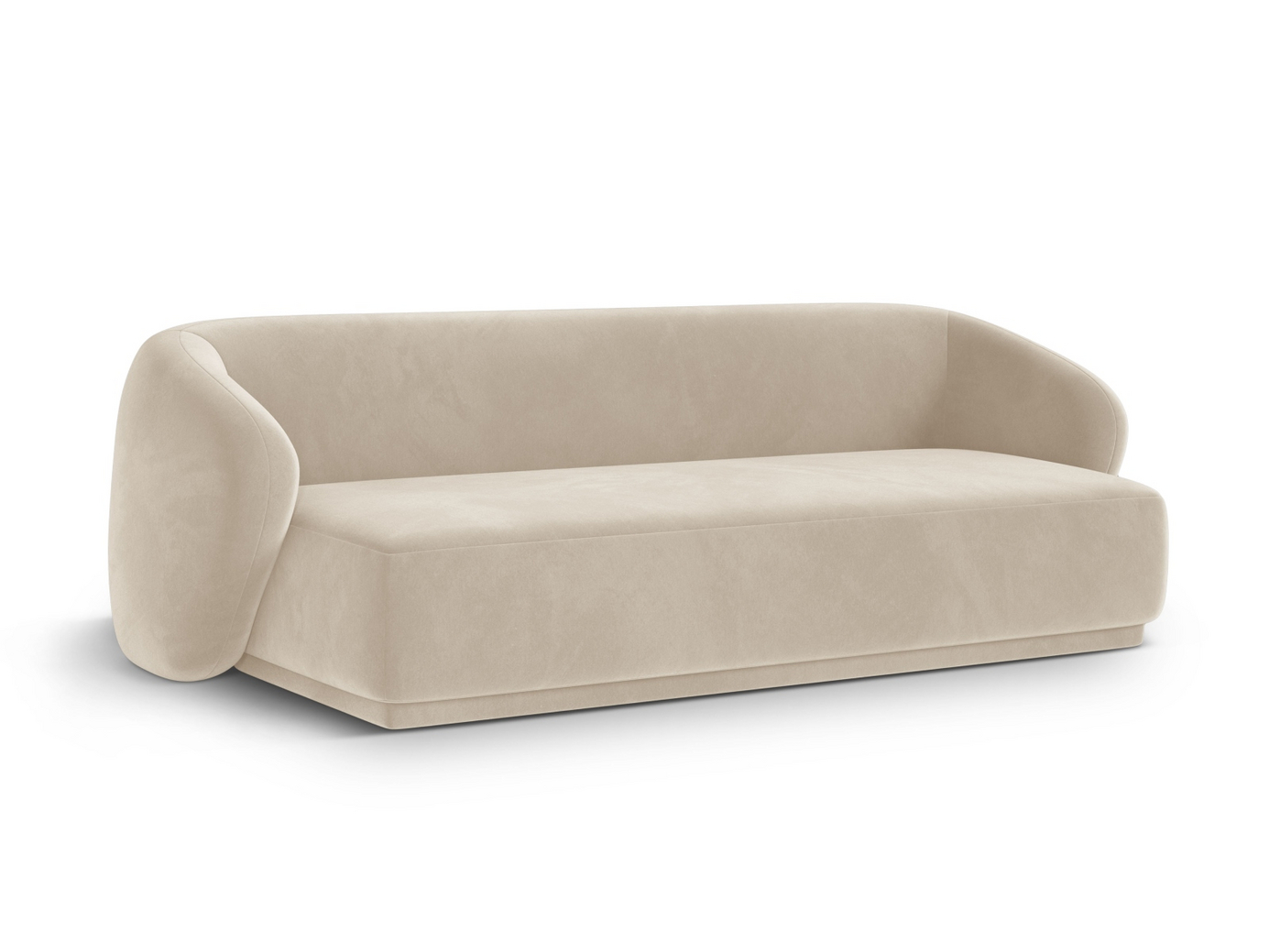 Cosmopolitan Design veloursofa, "Gomera", 3-personers, 220 × 93 × 74 cm, Salvador, sorte plastben