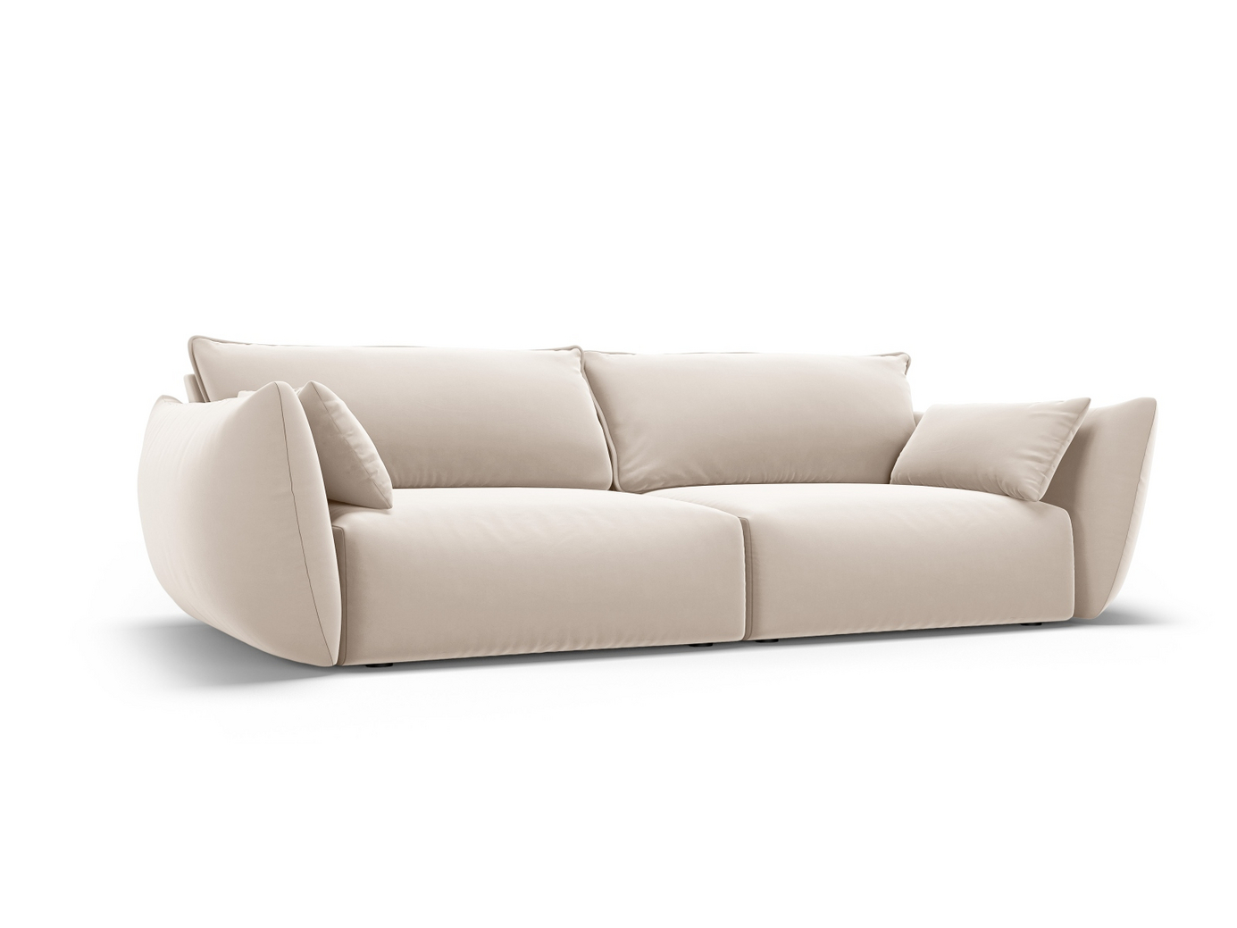 Cosmopolitan Design veloursofa, "Matera", 3-personers, 208 × 110 × 85 cm, Salvador, sorte plastben