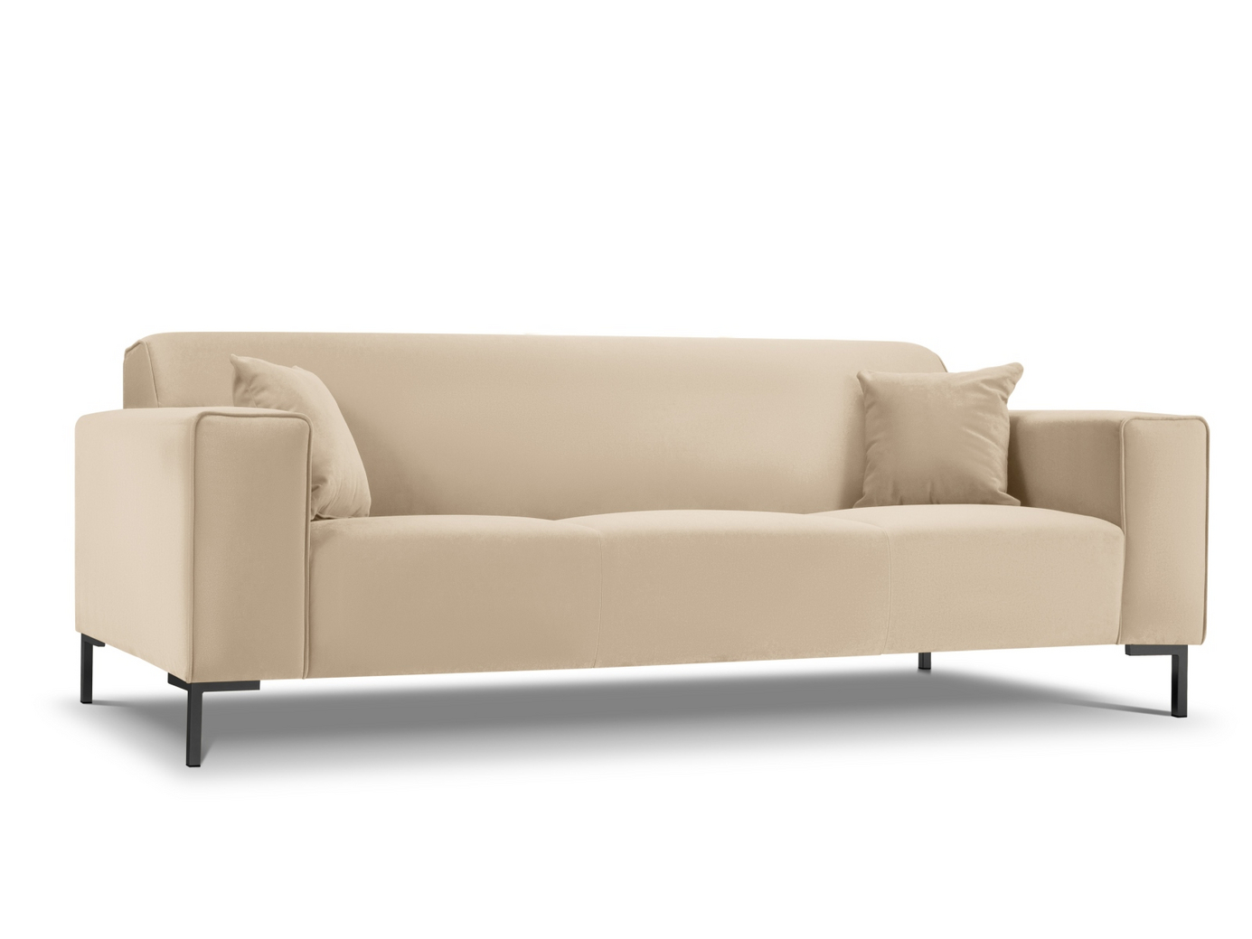 Cosmopolitan Design veloursofa, "Siena", 3-personers, 232 × 92 × 69 cm, Salvador, sorte plastben