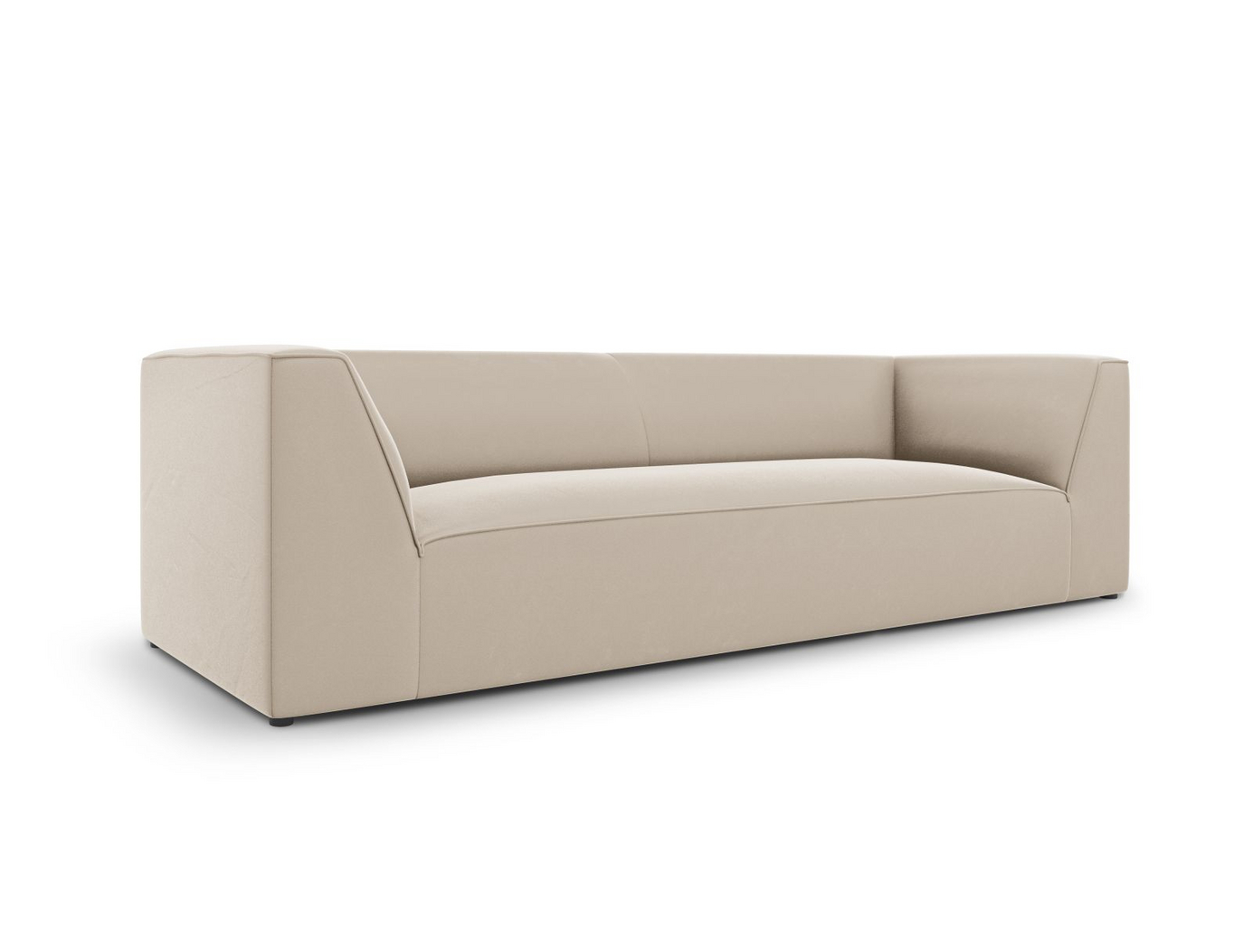 Cosmopolitan Design veloursofa, "Siena", 3-personers, 232 × 92 × 69 cm, Salvador, sorte plastben