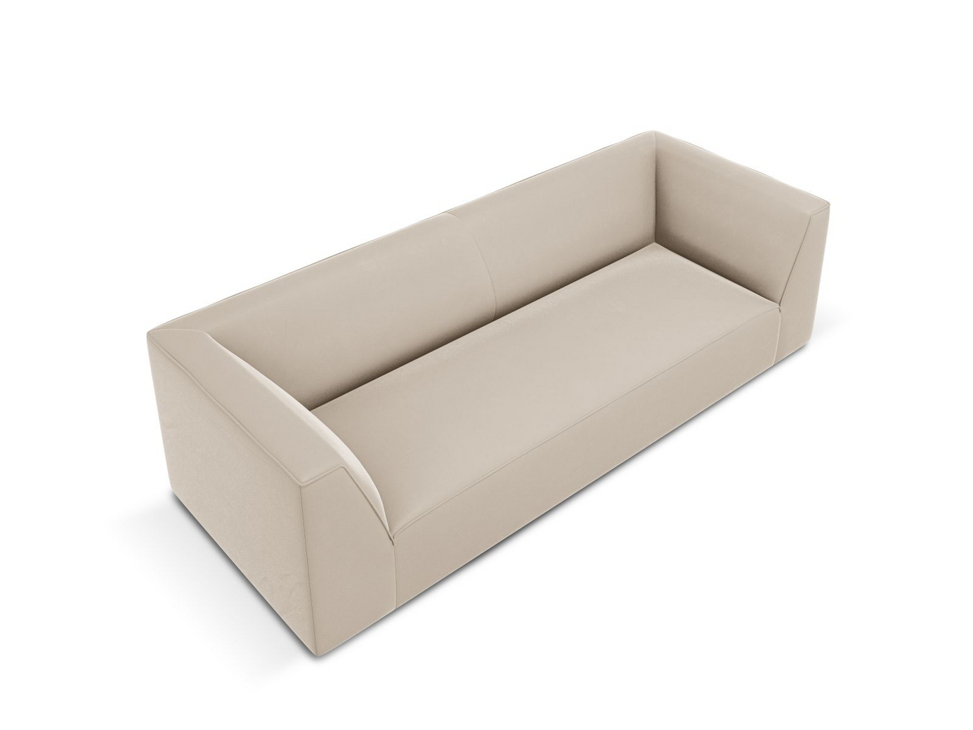 Cosmopolitan Design veloursofa, "Siena", 3-personers, 232 × 92 × 69 cm, Salvador, sorte plastben