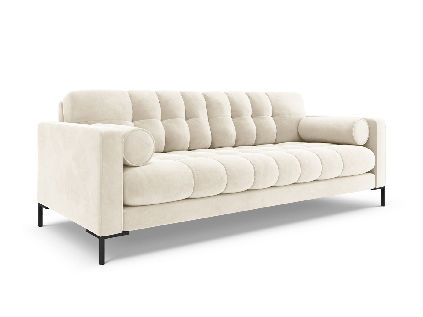 Cosmopolitan Design veloursofa, "Bali", 3-personers, 177 × 96 × 75 cm, Bluvel, sorte metalben