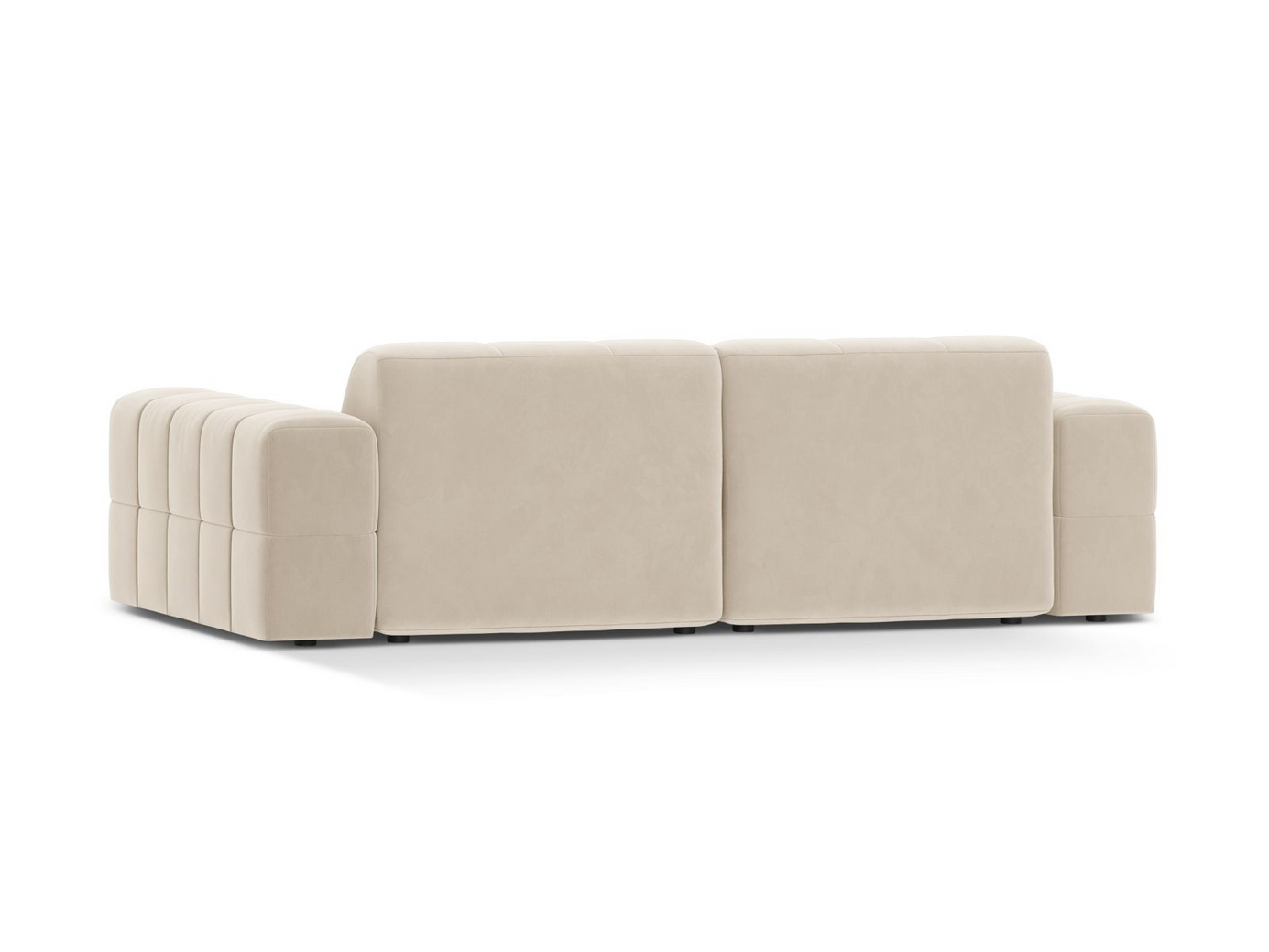 Cosmopolitan Design veloursofa, "Chicago", 3-personers, 212 × 102 × 78 cm, Bluvel, sorte plastben