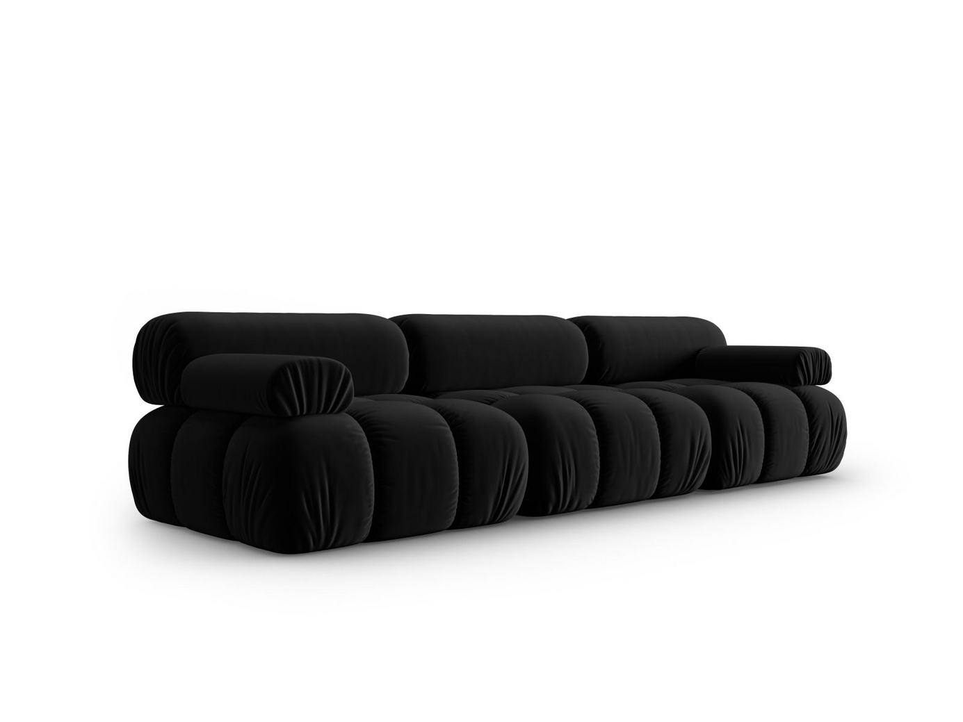 Cosmopolitan Design velourmodulsofa, "Cortina", 3-personers, 282 × 94 × 70 cm, Bluvel, sorte plastben