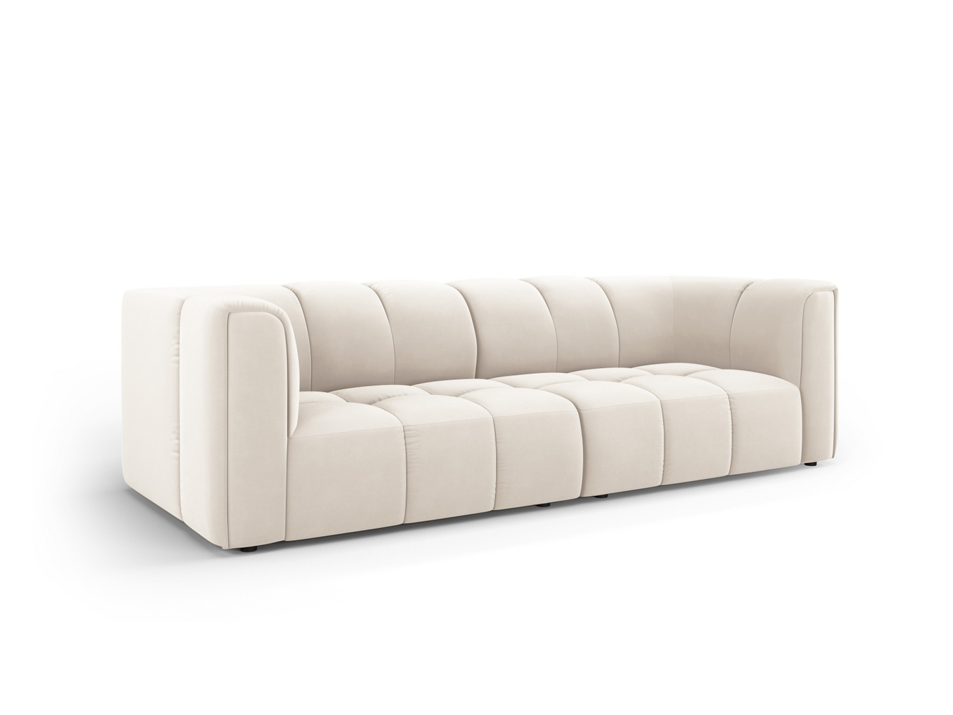 Cosmopolitan Design velourmodulsofa, "Moritz", 3-personers, 226 × 96 × 70 cm, Bluvel, sorte plastben