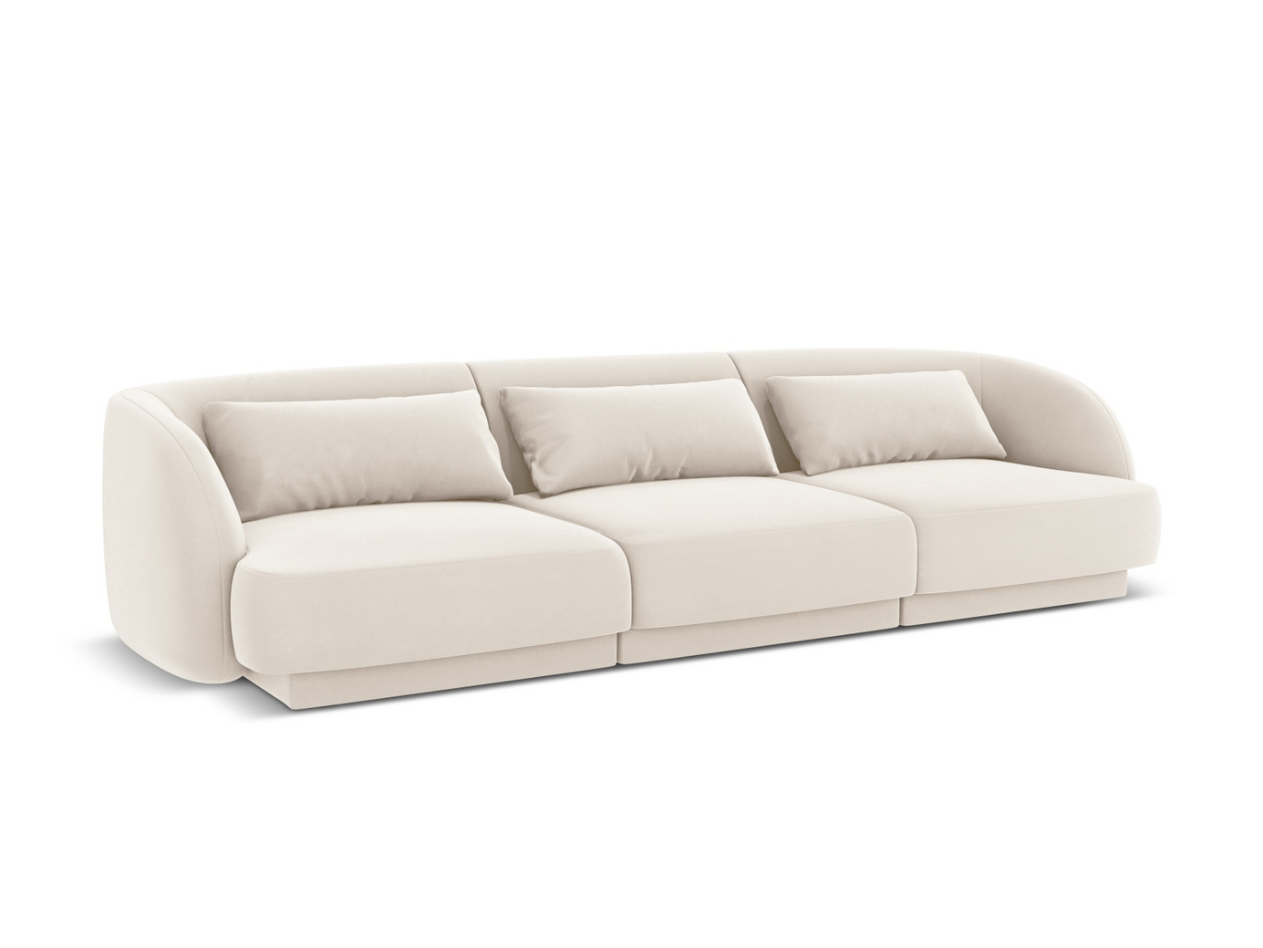 Cosmopolitan Design veloursofa, "Tulum", 3-personers, 255 × 90 × 70 cm, Bluvel, sorte plastben